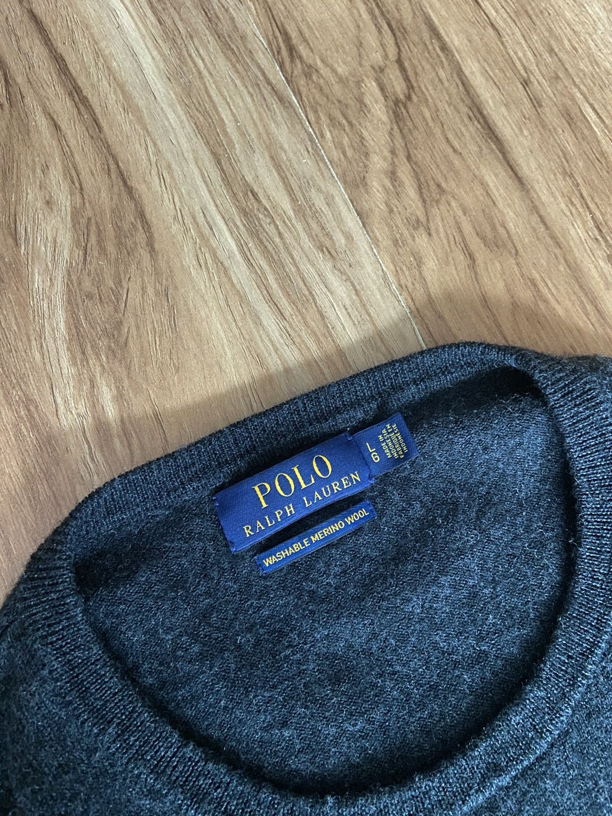 Polo Ralph Lauren Polo Ralph Lauren Merino Wool Crewneck Sweater Dark Grey Size US L / EU 52-54 / 3 - 5 Thumbnail