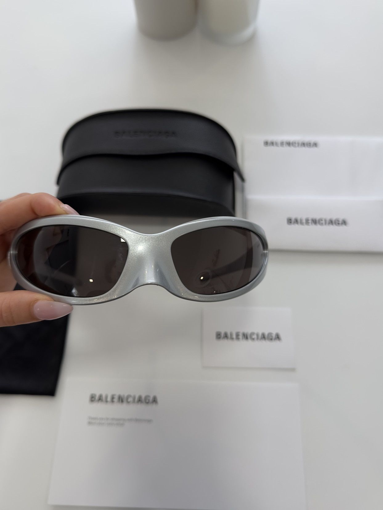 Balenciaga Balenciaga Silver Skin x Cat XL Sunglasses Size ONE SIZE - 7 Thumbnail