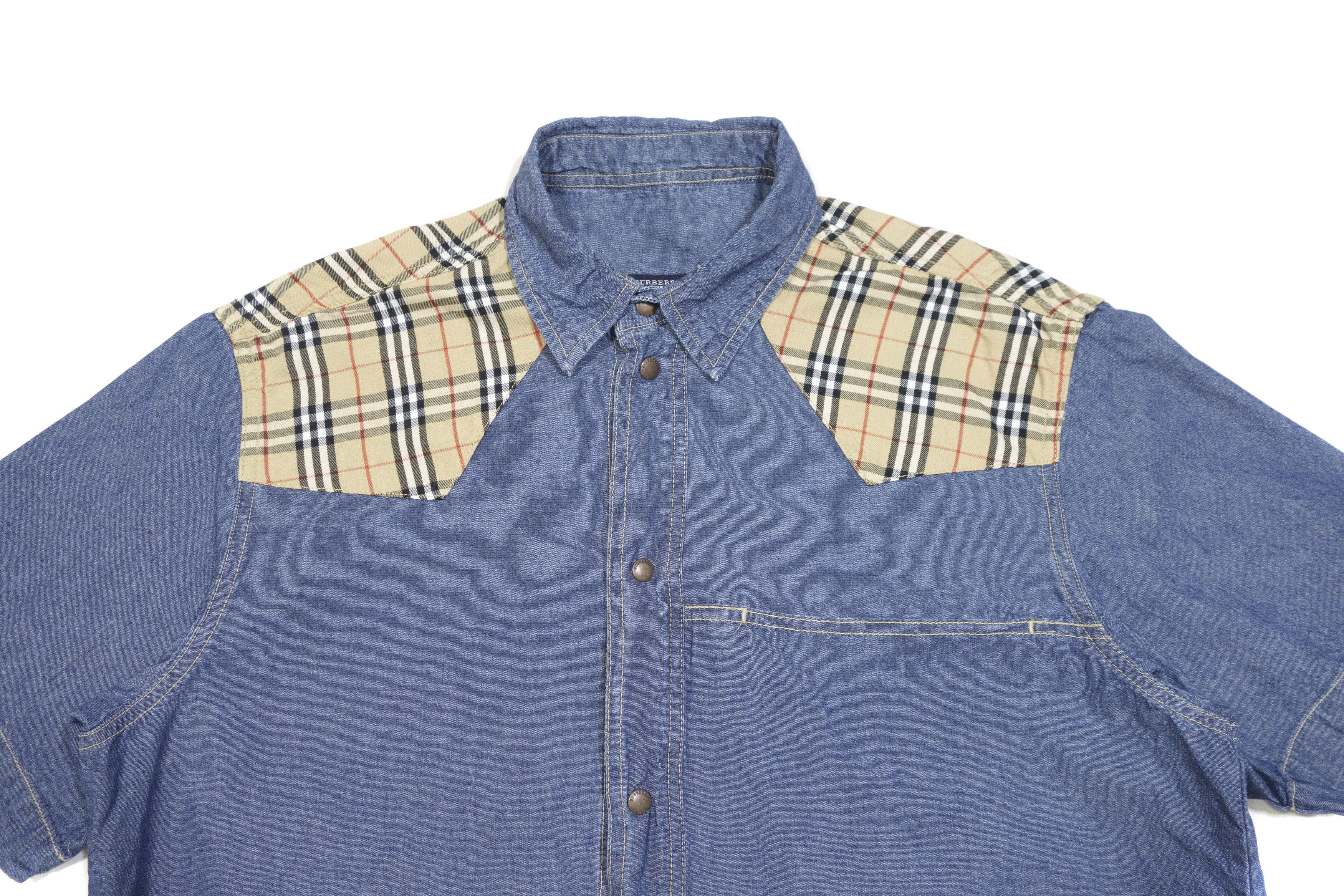 Burberry 00S Nova Check Denim Shortsleeve Shirt Size US L / EU 52-54 / 3 - 3 Thumbnail