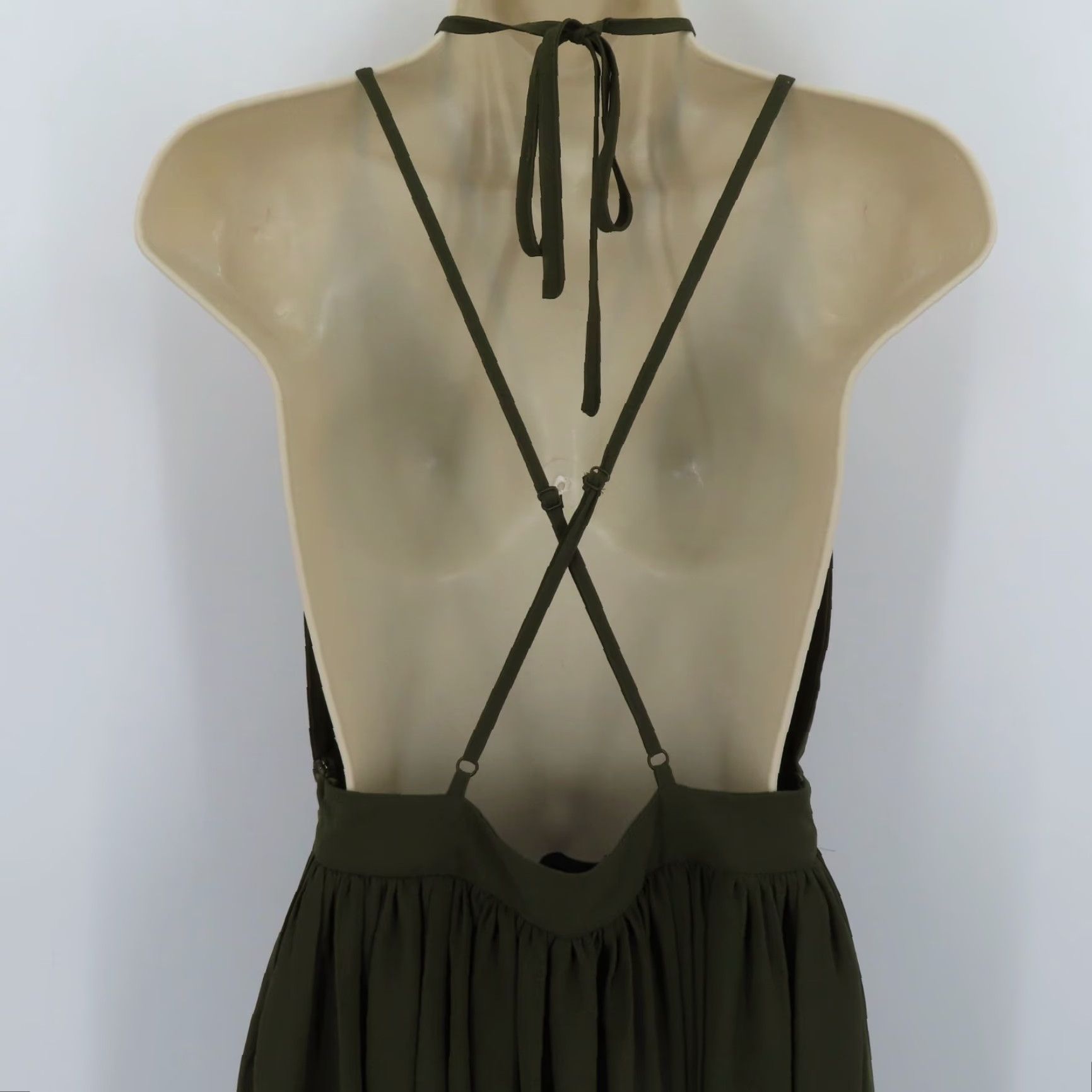 Vintage Miss Avenue Womens Dress Small Green Deep V Neck Strappy High Slit Long Gown Size S / US 4 / IT 40 - 5 Thumbnail