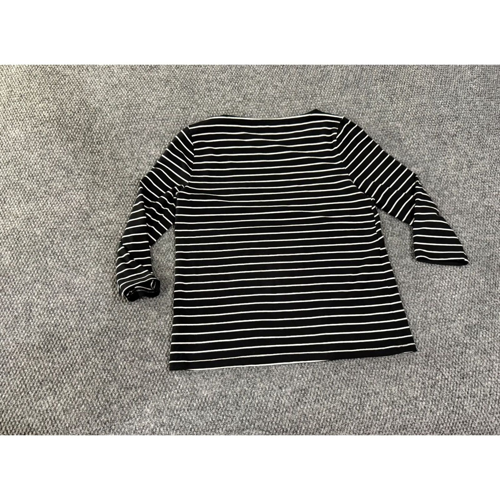 Talbots Talbots Womens Long Sleeve Top M Black White Striped Stretch Casual Blouse Knit Cotton Spandex Regular Size M / US 6-8 / IT 42-44 - 6 Thumbnail