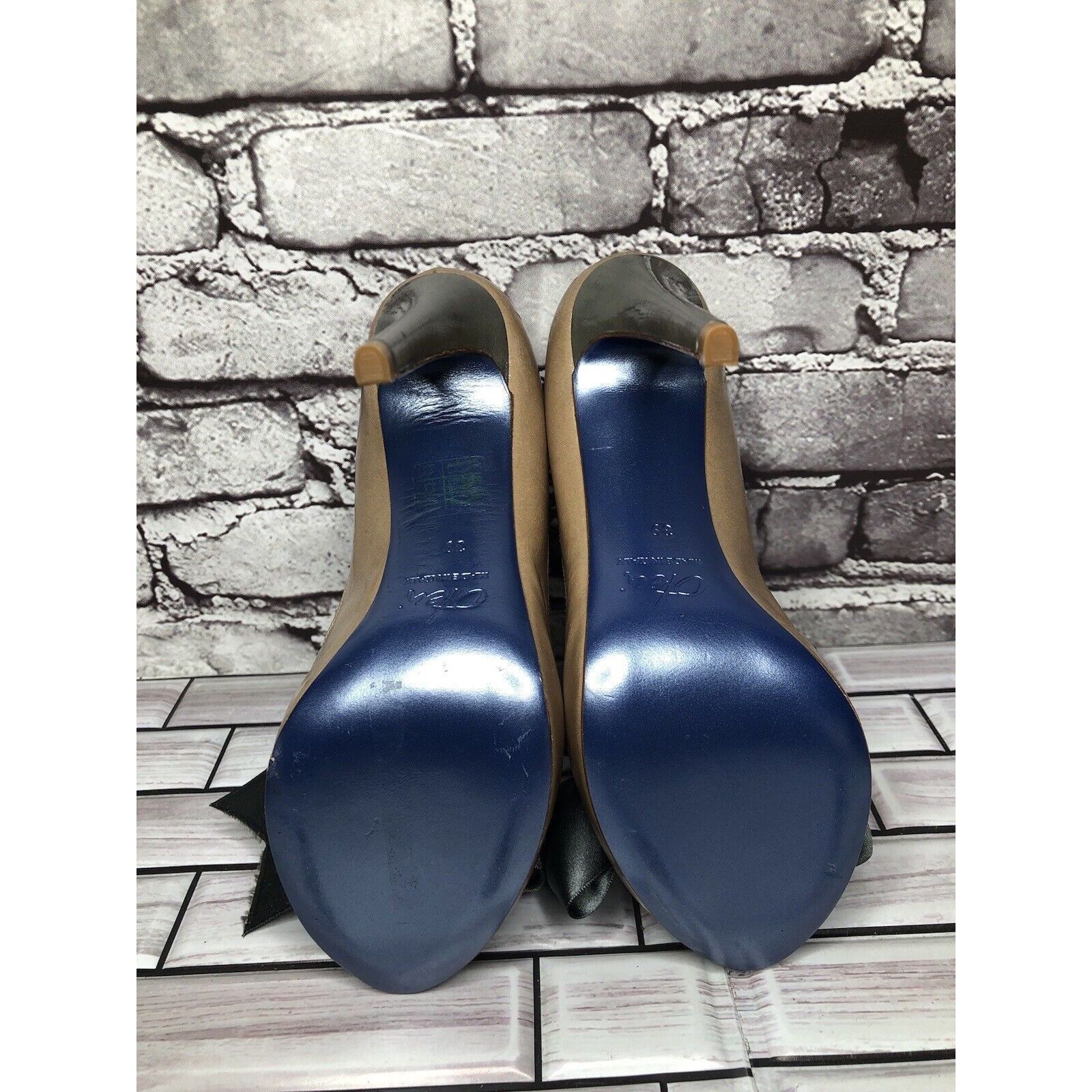 Other Alessandro Oteri Nude Patent Leather Grey Ribbon Bow Stilett Size US 8.5 / IT 38.5 - 17 Thumbnail