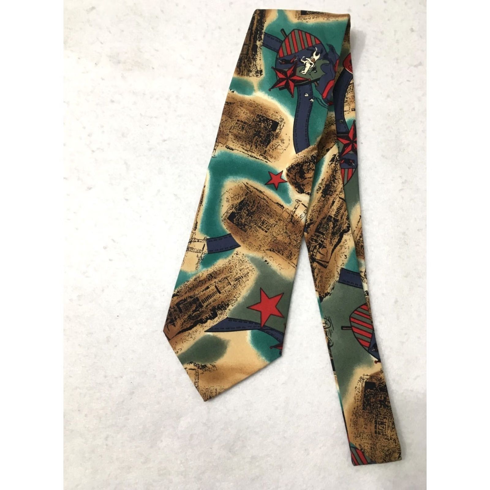 Vintage Structure Silk tie Men's Neck Novelty star horse history 100% Size ONE SIZE - 2 Thumbnail
