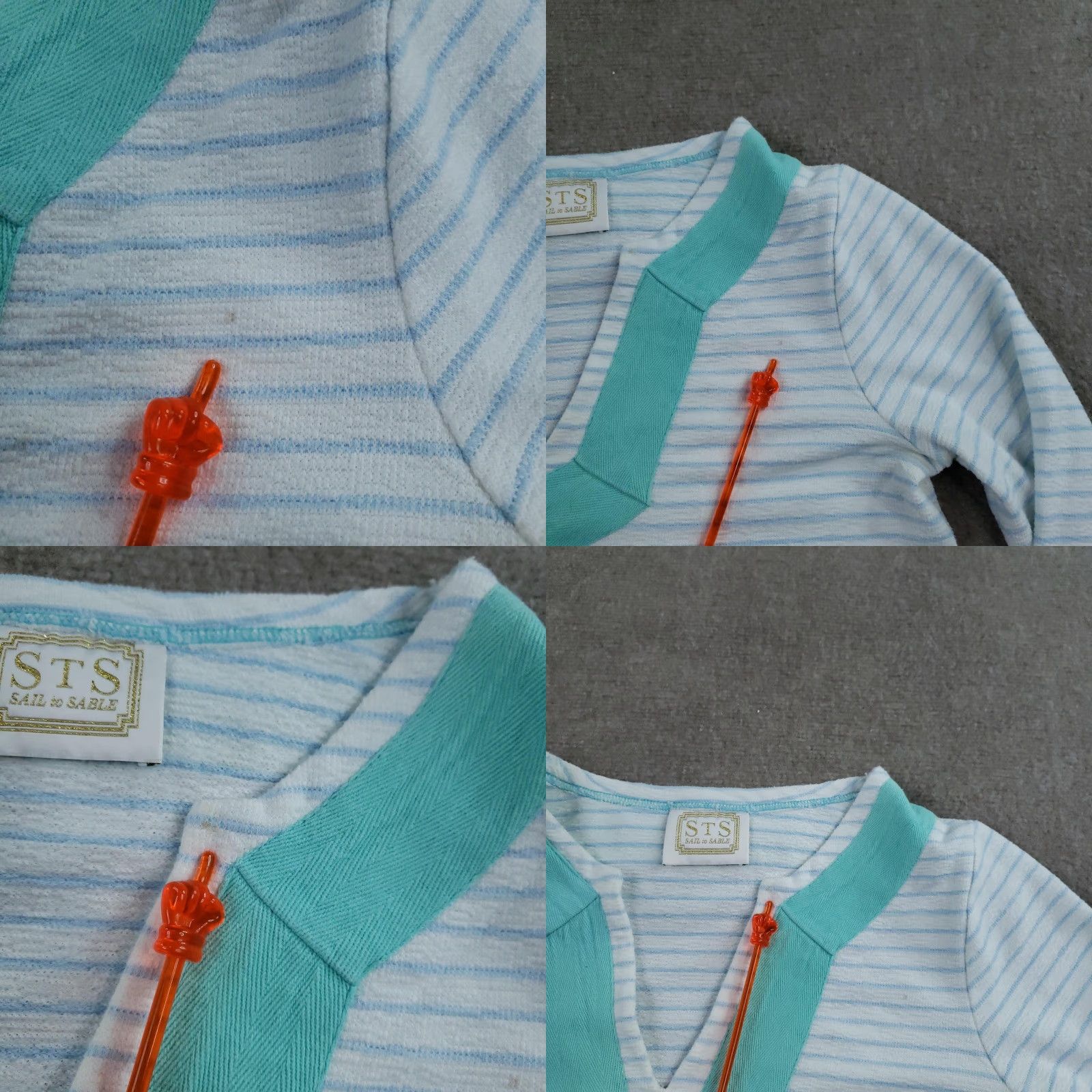 Vintage STS Sail to Sable Shirt Tunic Womens Medium White Blue Stripe V-Neck Long Sleeve Nautical Preppy Size M / US 6-8 / IT 42-44 - 8 Thumbnail