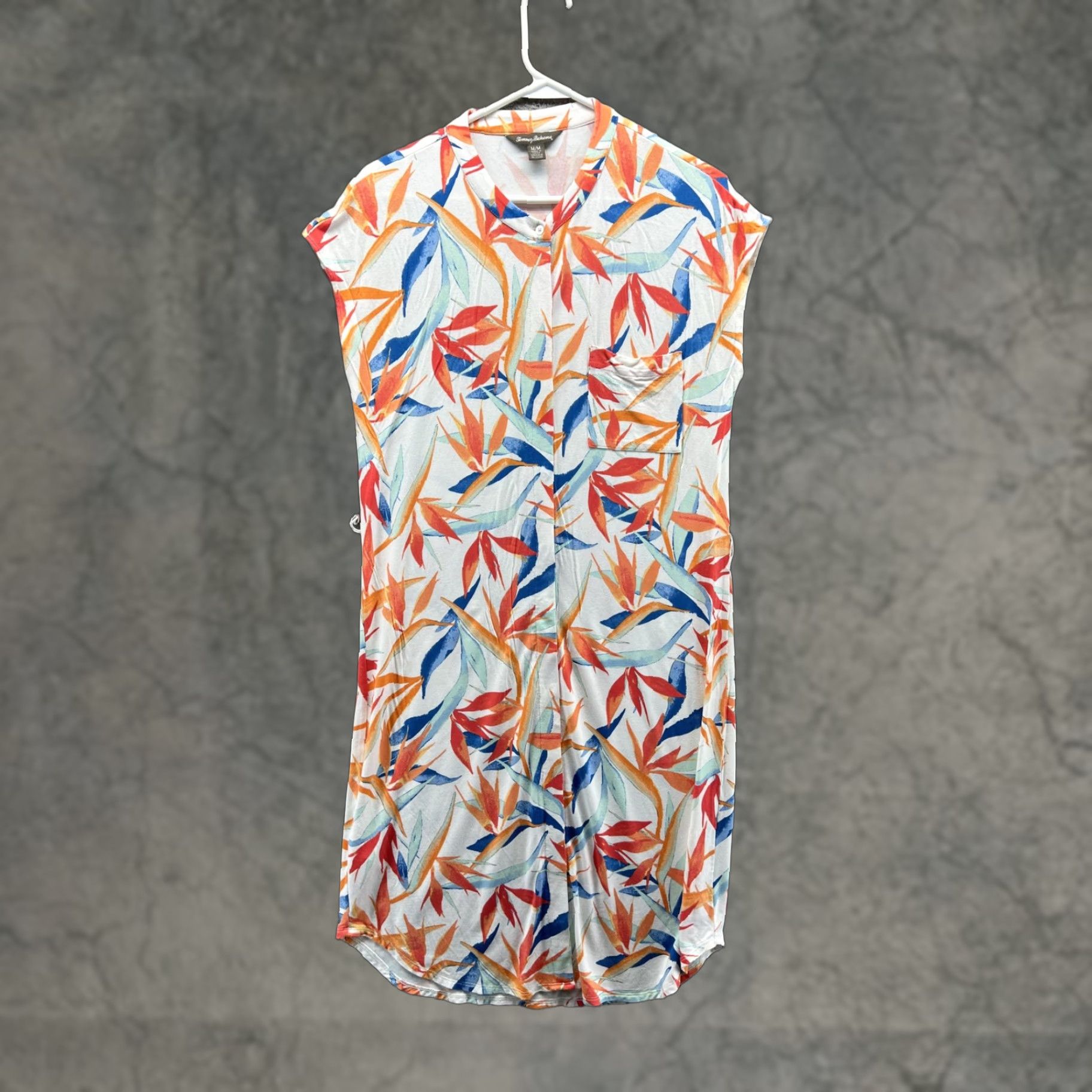 Tommy Bahama Tommy Bahama T Shirt Dress Womens Medium Multicolor Floral Henley Cap Sleeve Dress Size M / US 6-8 / IT 42-44 - 1 Thumbnail