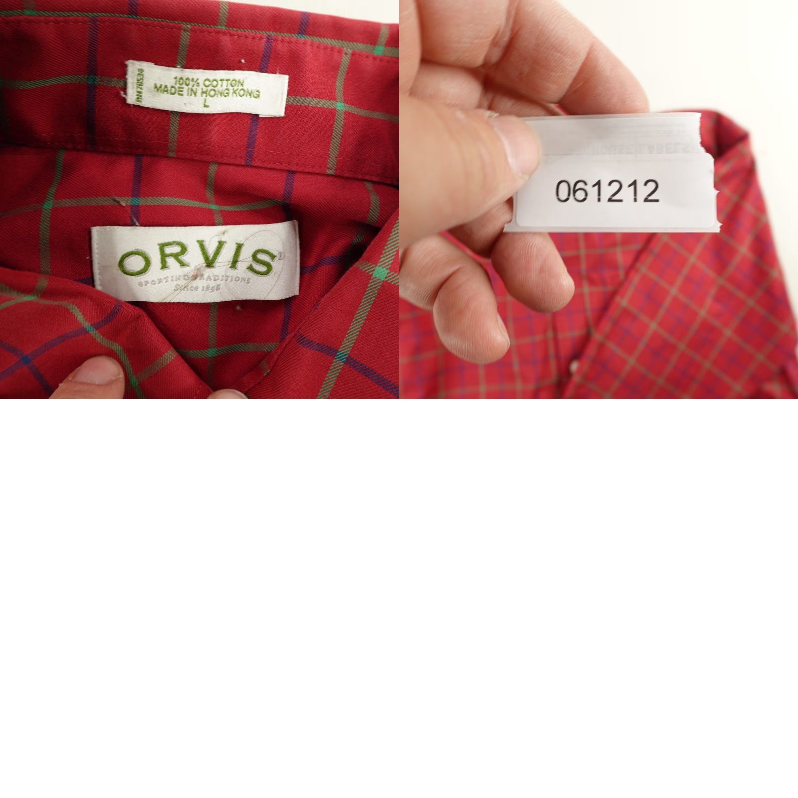 Orvis VINTAGE Orvis Shirt Mens Large Red Green Plaid Button-Up Long Sleeve Cotton Outdoor Classic Size US L / EU 52-54 / 3 - 8 Thumbnail