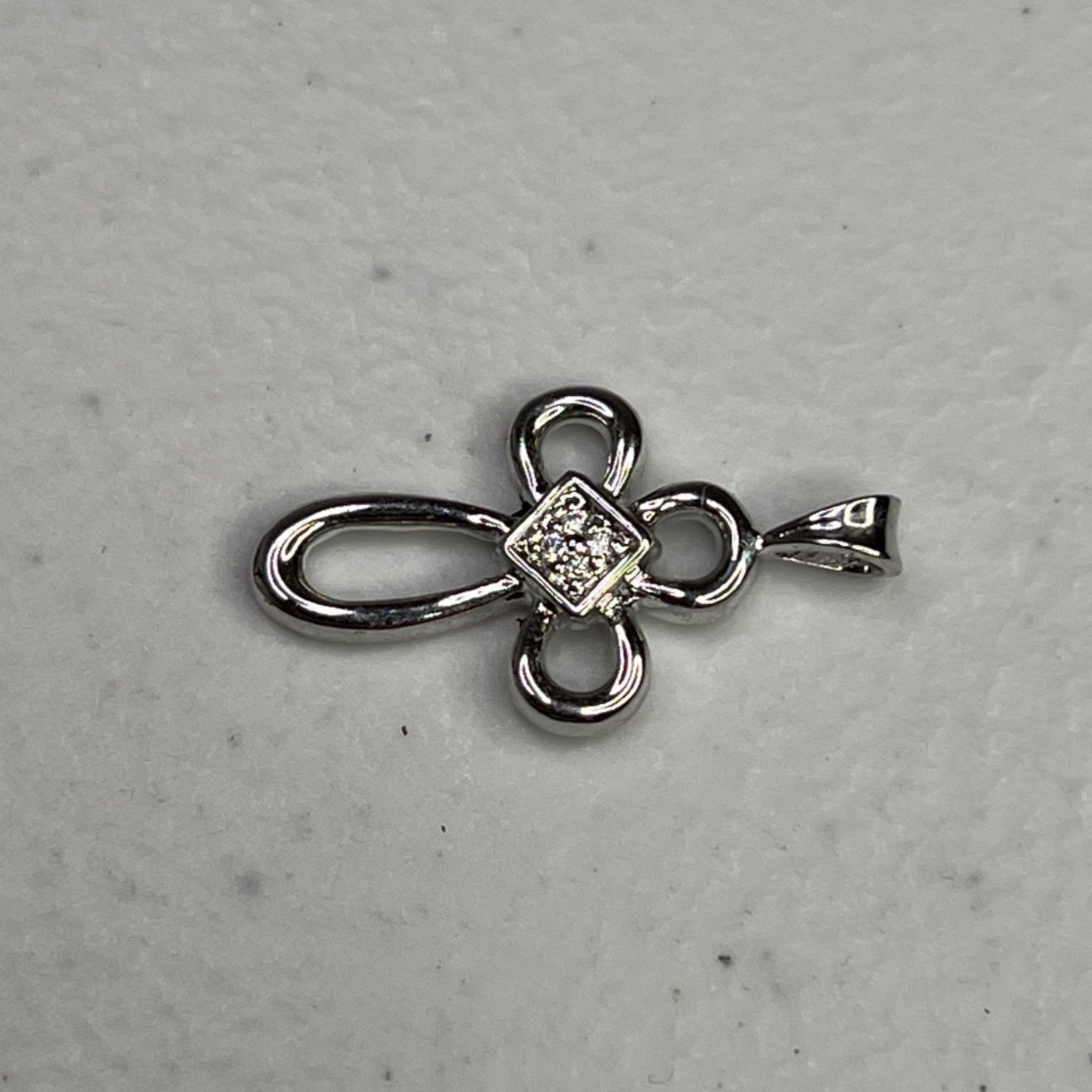 Other Small Cross Silver-Tone Pendant With Cubic Zirconia Accents Size ONE SIZE - 6 Thumbnail
