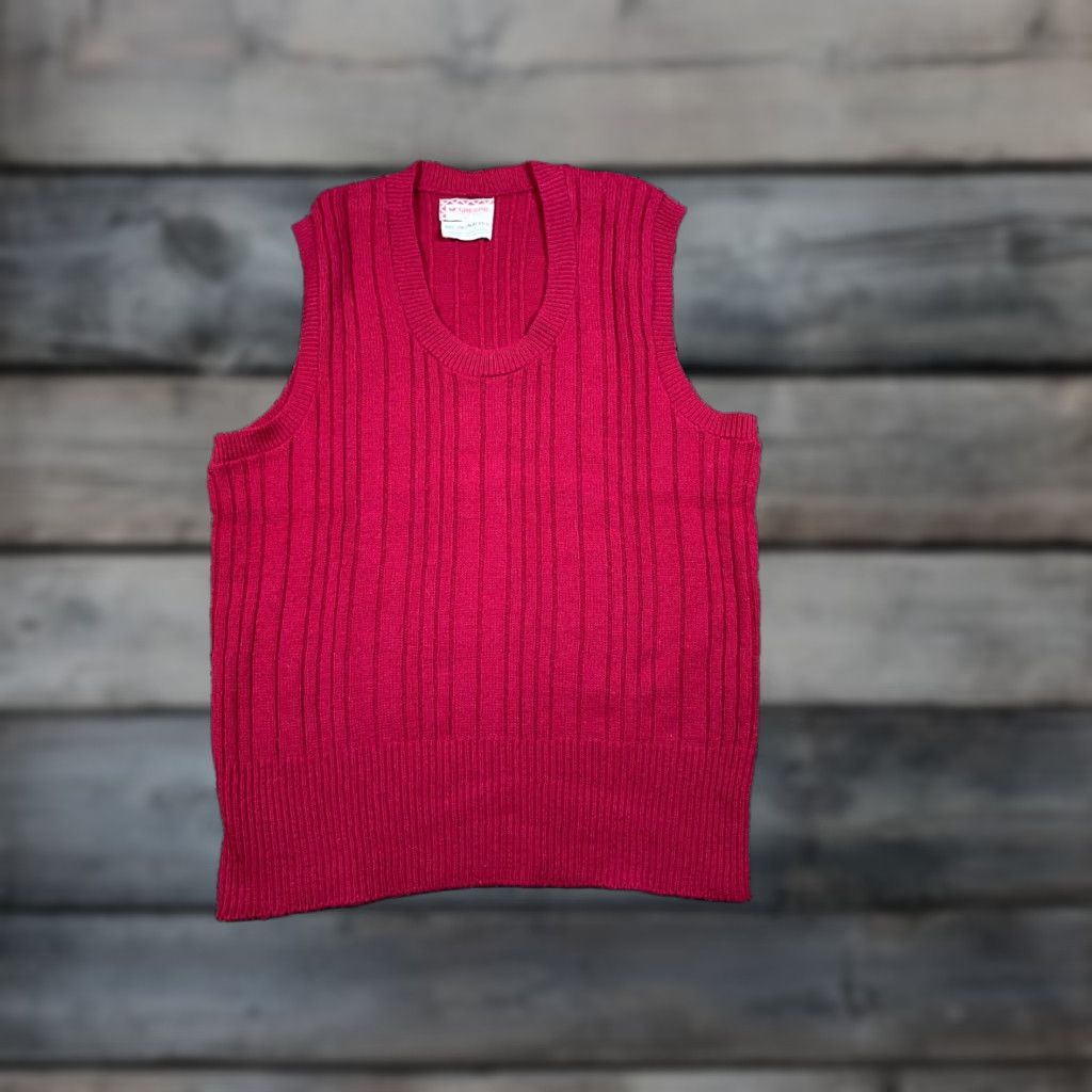 McGregor VINTAGE McGregor Sweater Vest Shirt Adult Medium Red U-Neck Pullover Knit USA Tag 70s 80s Retro Mens Size US M / EU 48-50 / 2 - 1 Thumbnail