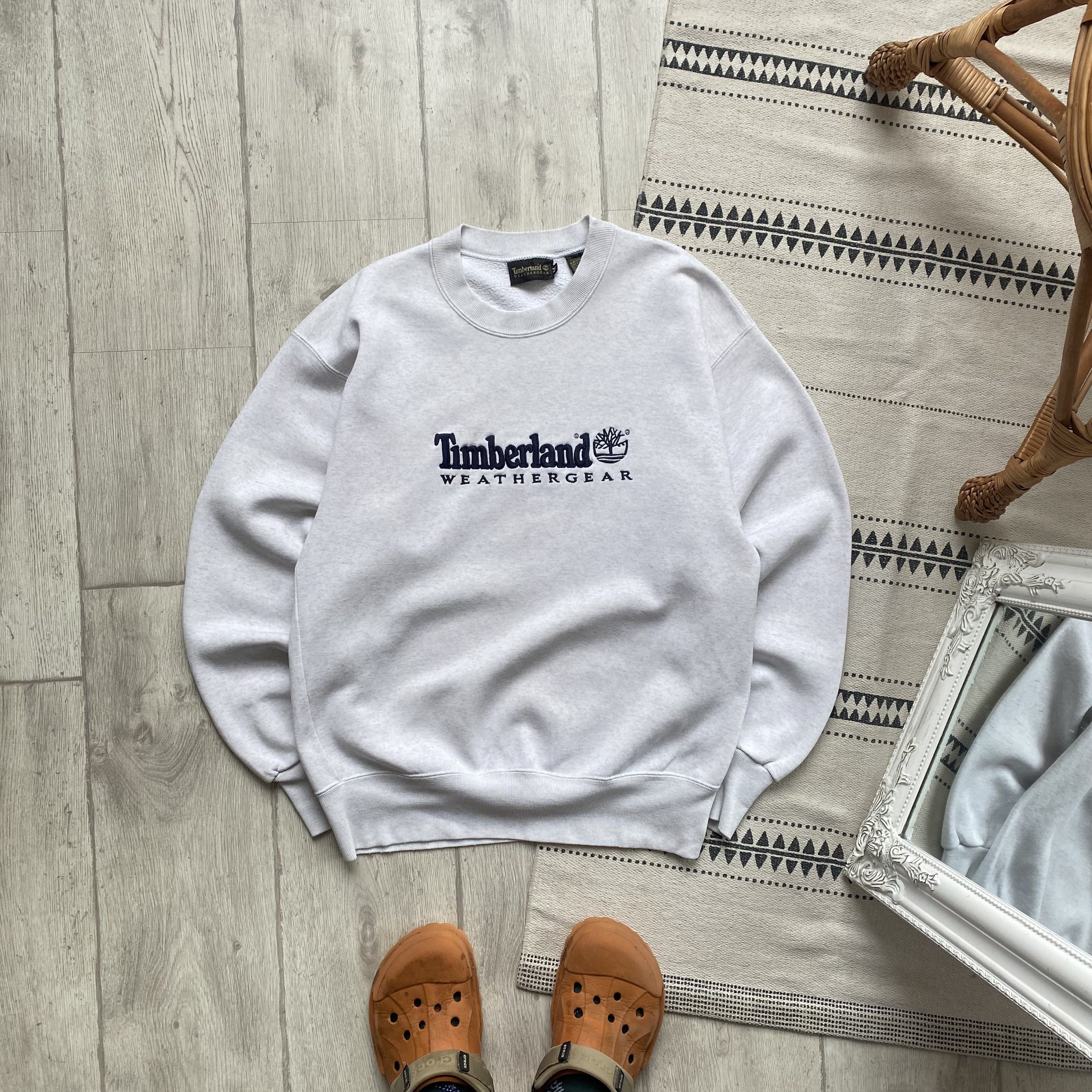 Timberland Vintage 90s Trashed Timberland Sweatshirt Centr Big Logo Size US M / EU 48-50 / 2 - 1 Thumbnail
