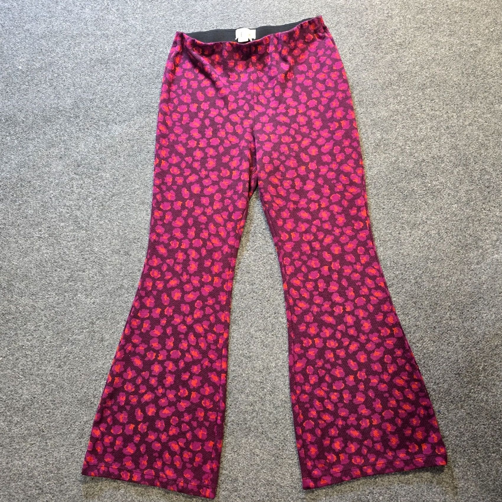 Anthropologie Anthropologie Pants Womens Large Pink Leopard Flare Pull On Hippie Casual Bohemian Stretch Knit Size 36" / US 14 / IT 50 - 2 Thumbnail