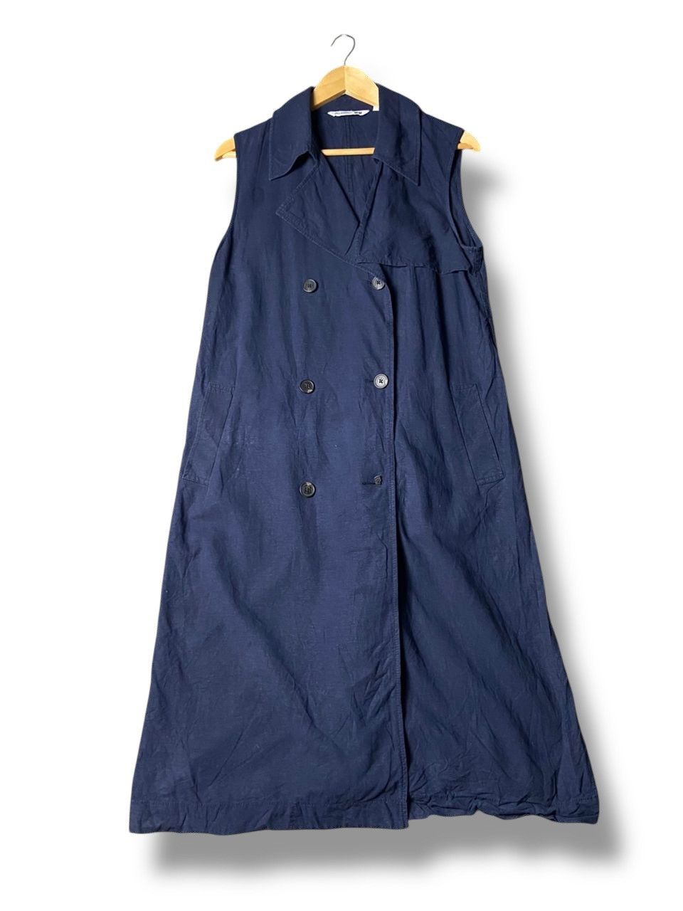 jw anderson linen blend belted sleeveless lapel dress JW Anderson X Uniqlo Linen Blend Belted Sleeveless Lapel Dress - Size S -  cream - Used Good