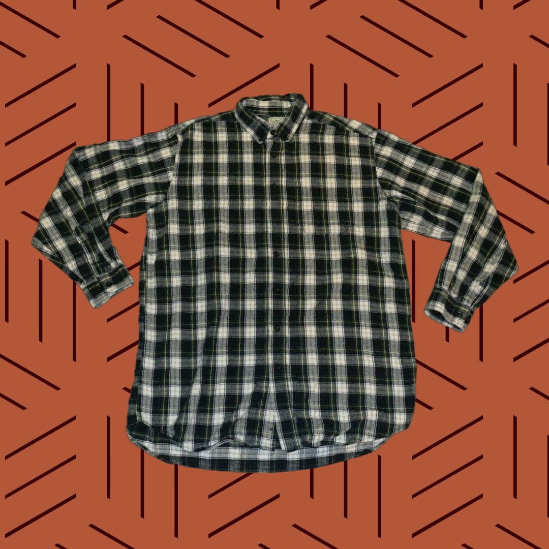 Vintage LL Bean Scotch Plaid Flannel Shirt Large Tall LT Green 100% Cotton Button-Up Shirt, Men, Vintage? No (adjust). Size US L / EU 52-54 / 3 - 1 Thumbnail
