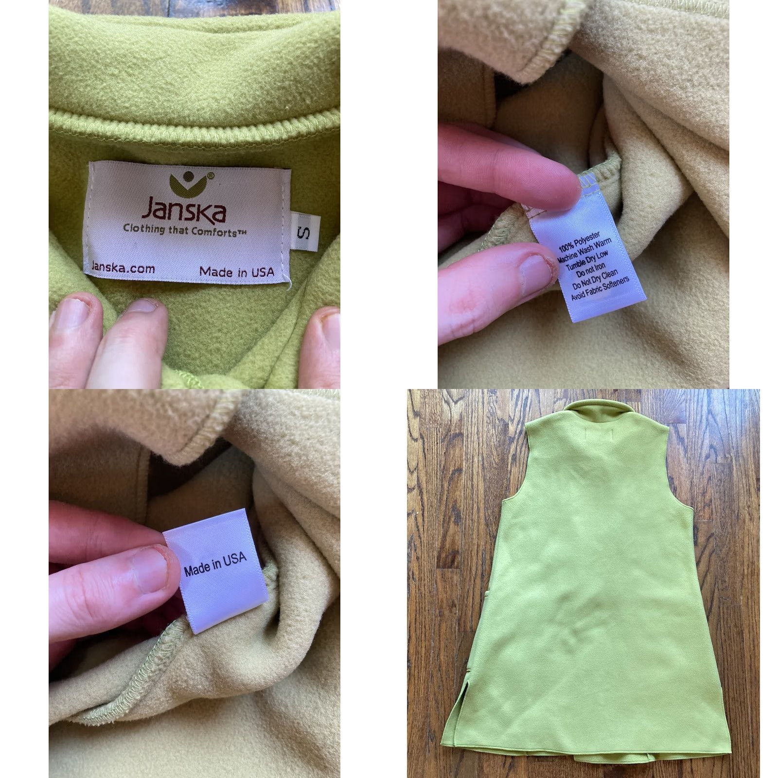 Vintage Janska Fleece Vest Womens Small Light Green Pockets Art to Wear USA Made Size S / US 4 / IT 40 - 8 Thumbnail