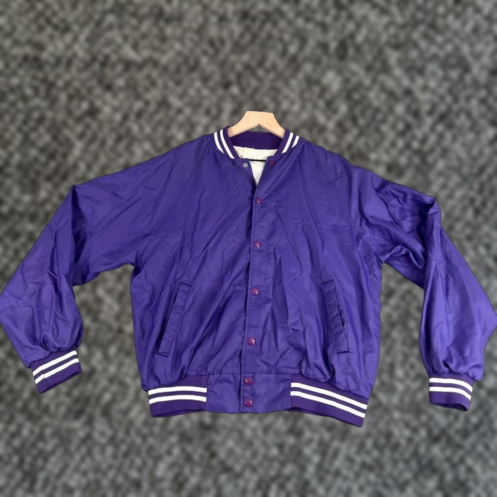 Vintage VINTAGE Northwestern Wildcats Purple Varsity Jacket Large Nylon Snap Mens 80s Size US L / EU 52-54 / 3 - 1 Thumbnail