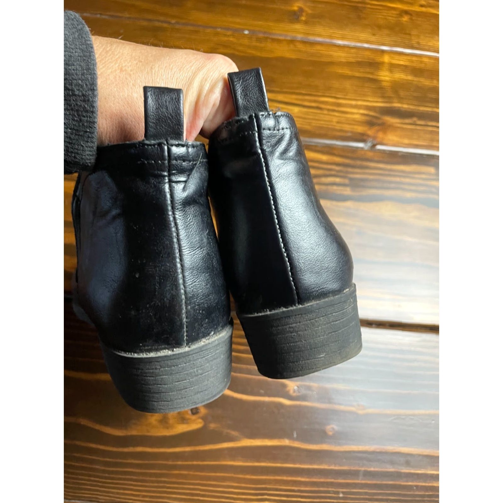 Vintage Sun+Stone Shoes Women's 8M Black Ankle Boots Bootie SS Cadee Casual Travel Leather Block Heel Mens Womens Girls? Size US 8 / IT 38 - 5 Thumbnail