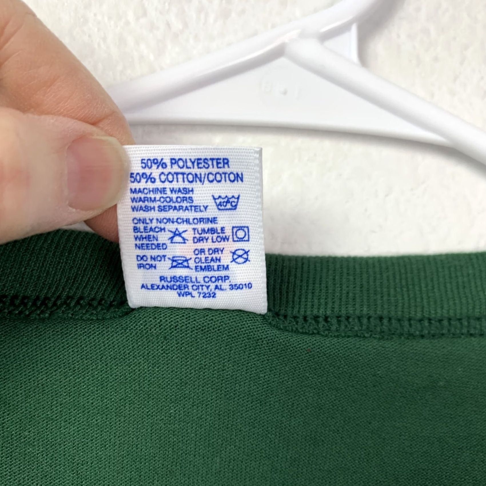 Russell Athletic VINTAGE Russell Athletic Men XL Blank Green T-Shirt Short Sleeve Crew Neck Size US XL / EU 56 / 4 - 5 Thumbnail