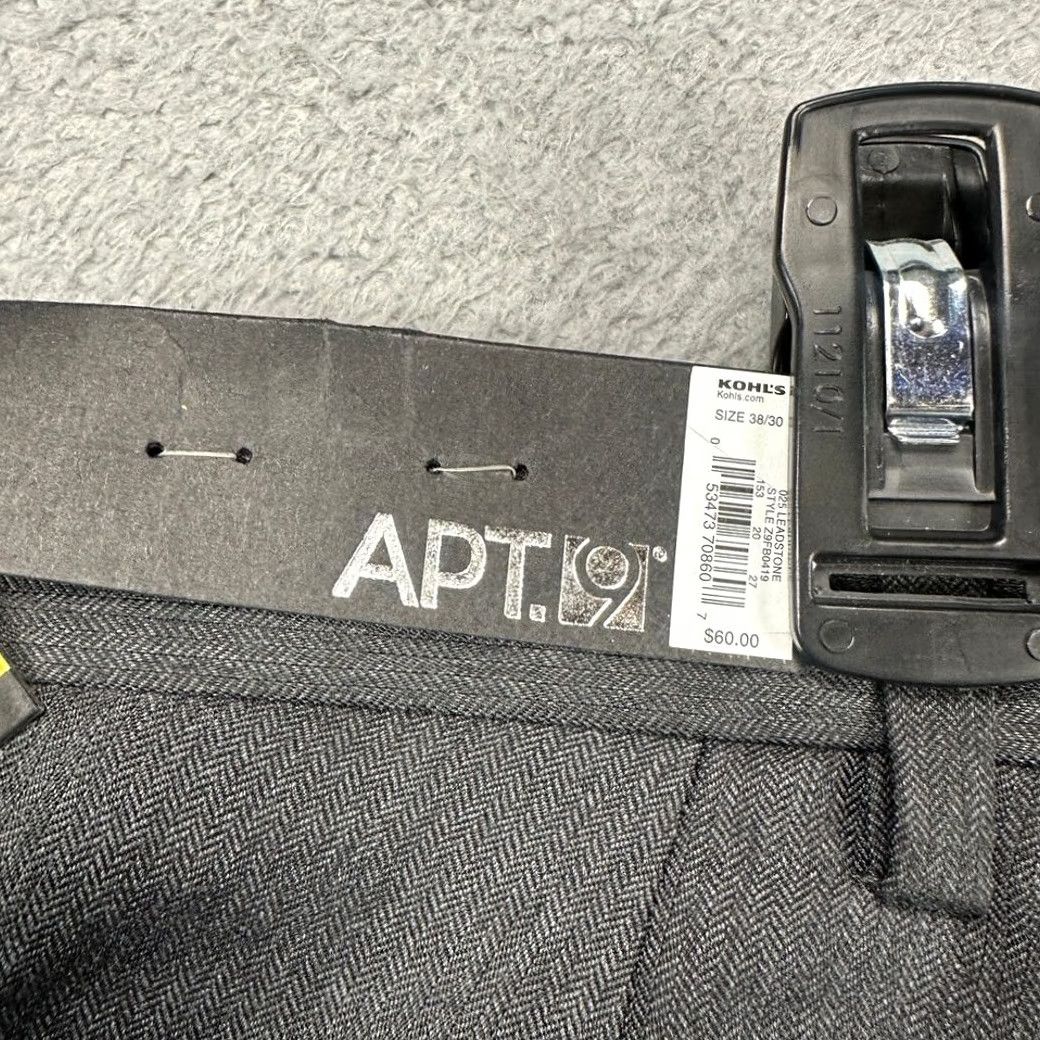 Apt. 9 Apt. 9 Dress Pants Mens 38X32 Dark Gray Herringbone Flat Front Straight Leg NEW Size US 38 / EU 54 - 6 Thumbnail