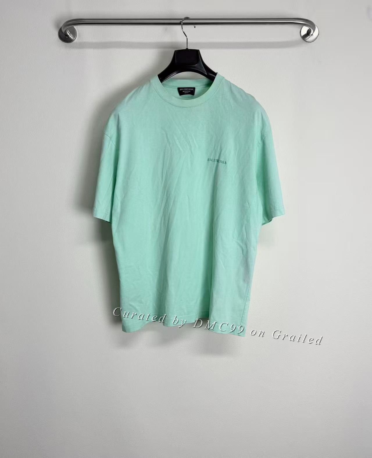 Balenciaga Balenciaga Mint Green Embroidered Logo Tee Size US S / EU 44-46 / 1 - 1 Thumbnail