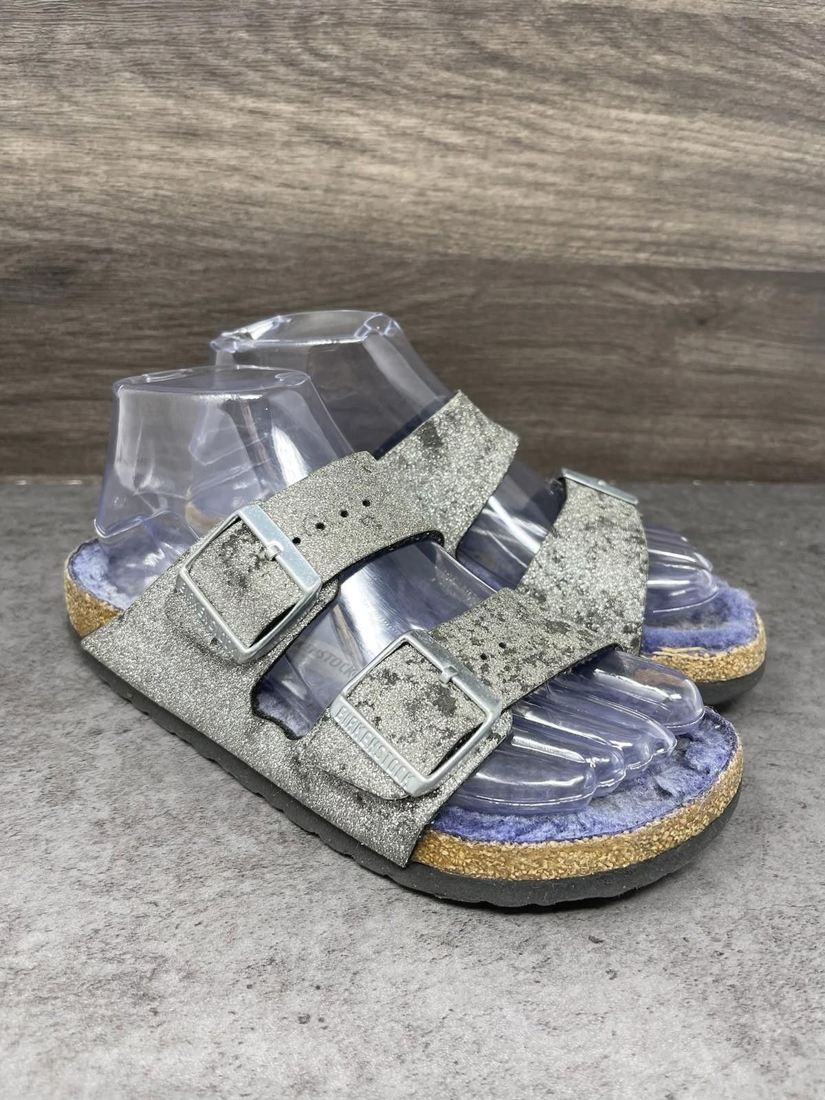 Birkenstock Birkenstock Arizona Sandals Womens Size 6 (37) Glitter Silve Size US 6 / IT 36 - 4 Thumbnail