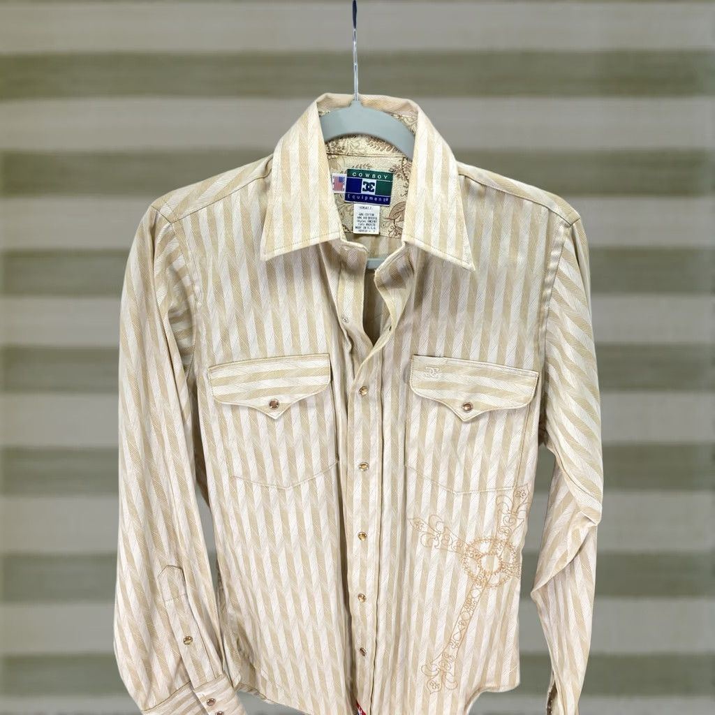 Equipment Cowboy Equipment Pearl Snap Shirt Men Size S Gold Stripe Western Embroidered Long Sleeve Vintage USA Size US S / EU 44-46 / 1 - 1 Thumbnail