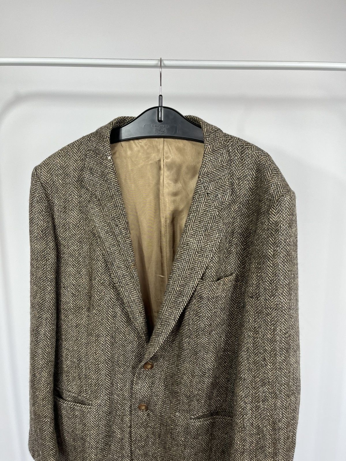 Harris Tweed Vintage Tweed Blazer Pure New Wool Brown EU 48 Herringbone Size US XXL / EU 58 / 5 - 2 Thumbnail