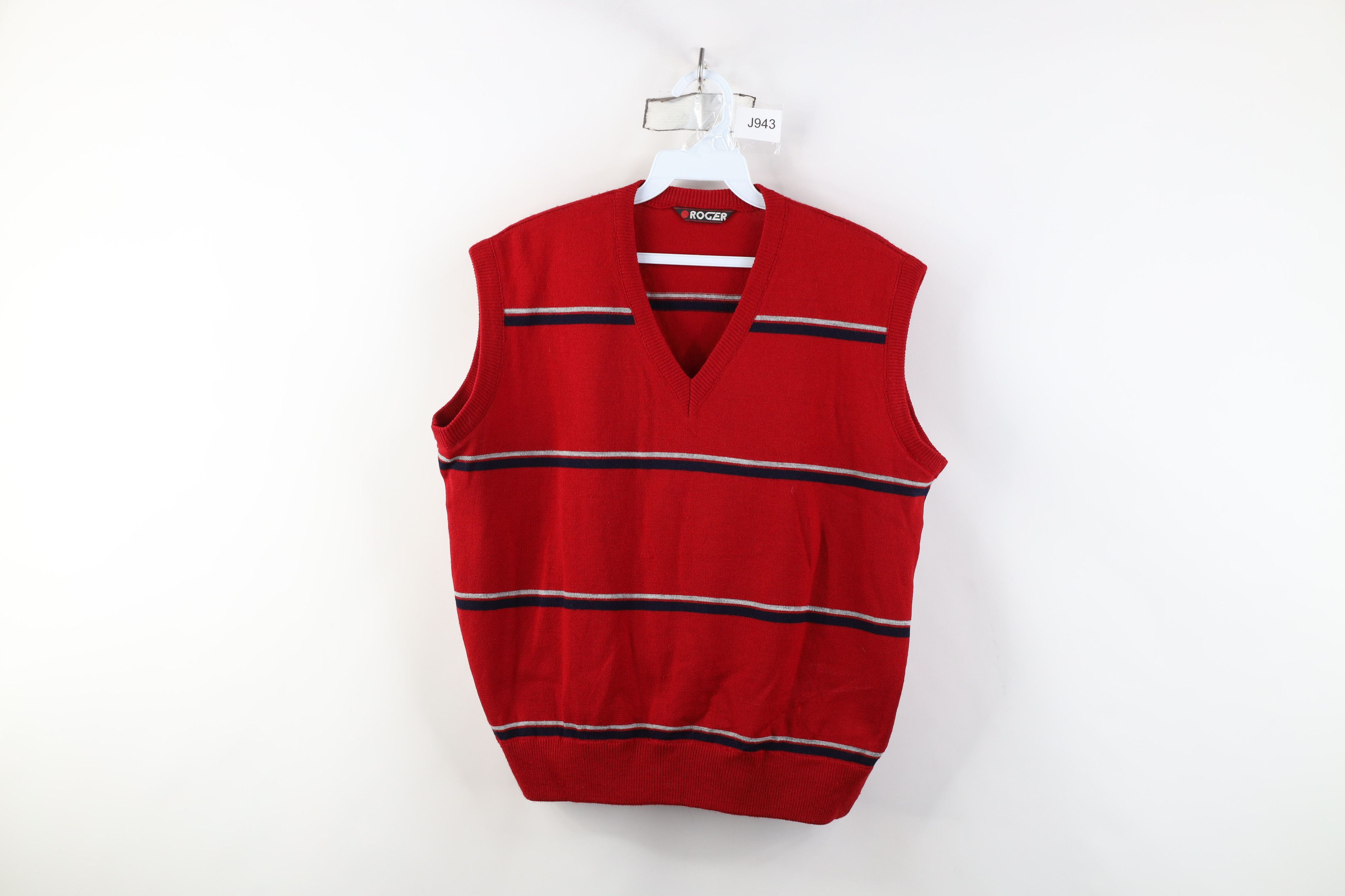 Vintage 70s Streetwear Knit Striped V-Neck Sweater Vest