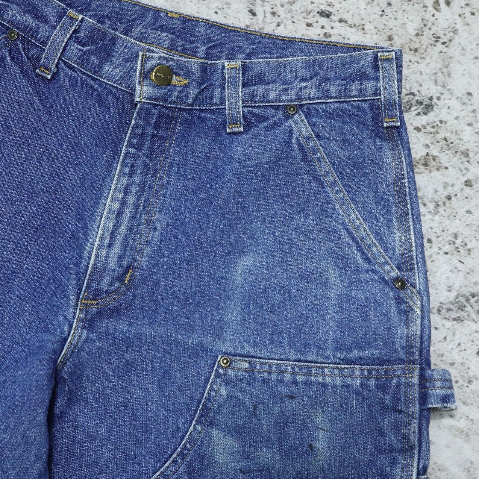Carhartt Vintage Carhartt Faded Blue Denim Double Knee Carpenter Pant Size US 31 - 10 Thumbnail