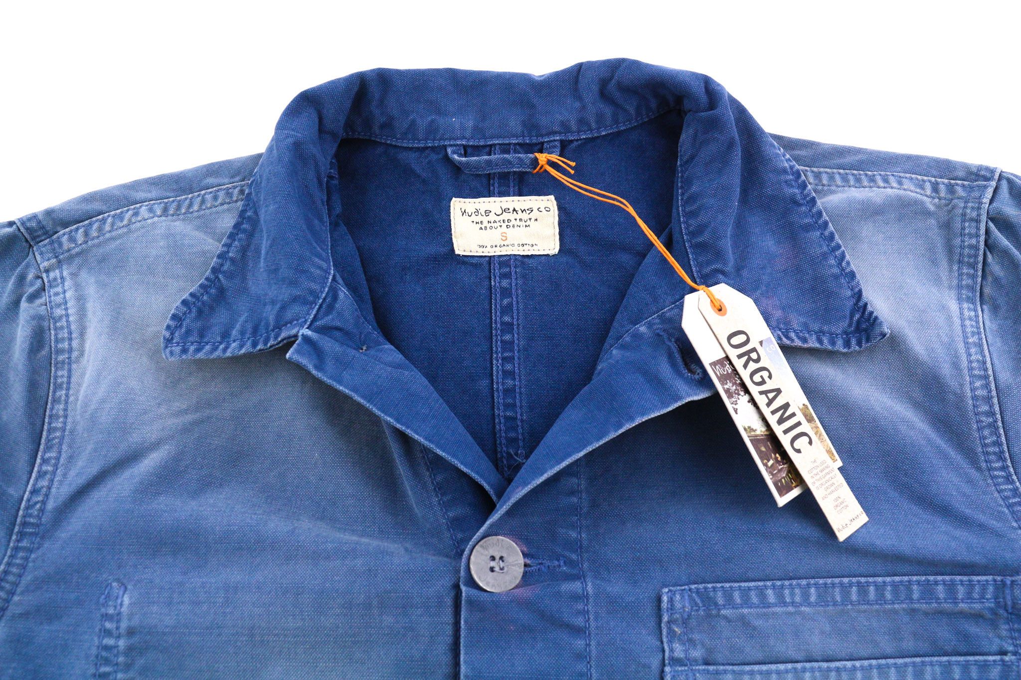Nudie Jeans PAUL S Worker Oden Blue Washed Polo Unlined Jacket 82415 Size US S / EU 44-46 / 1 - 4 Thumbnail