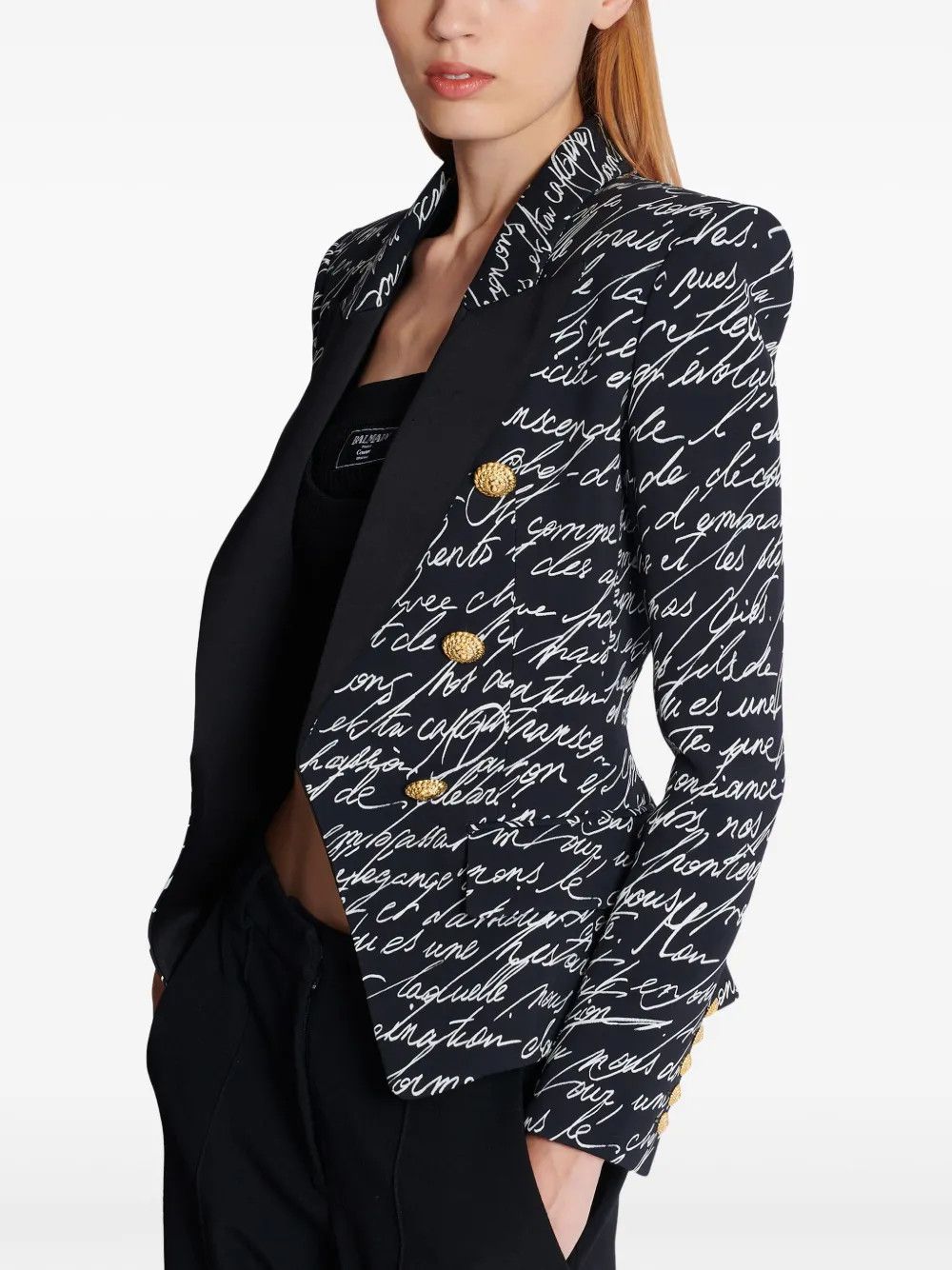 Balmain o1s1wg111225 Love Letter Tailored Jacket in Black Size M / US 6-8 / IT 42-44 - 3 Thumbnail