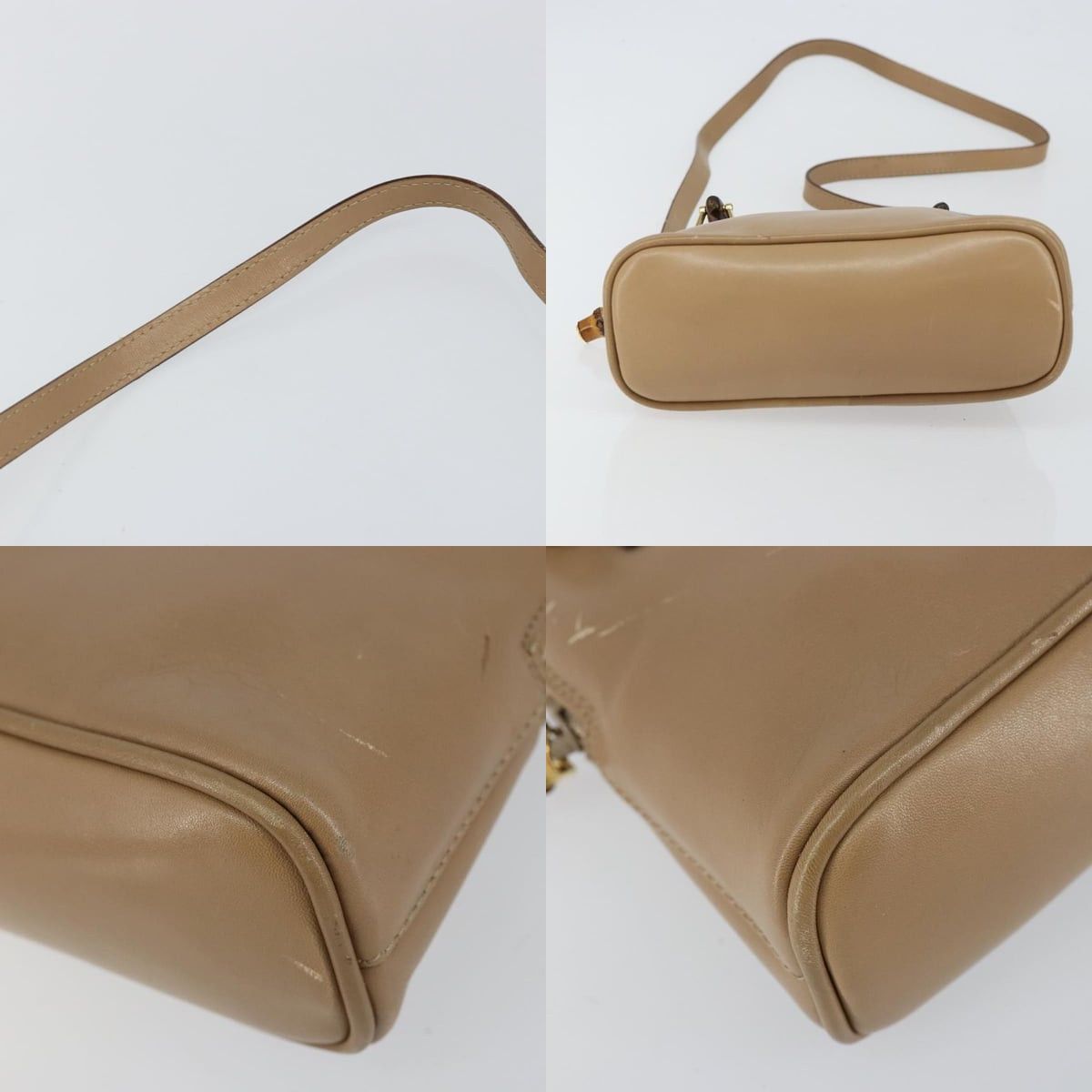 Gucci GUCCI Bamboo Handbag Leather Beige Gold 007 2865 007 2865 Size ONE SIZE - 10 Thumbnail