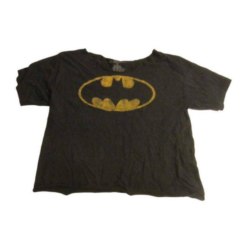 DC Comics Grunge Y2K Batman Logo Tee Black Distressed Shirt Cropped M Size M / US 6-8 / IT 42-44 - 2 Thumbnail