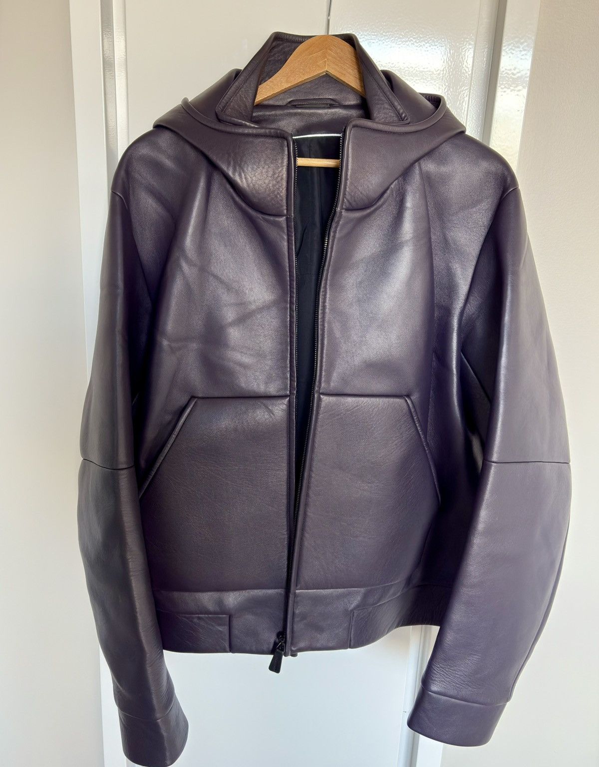Jil Sander Jil Sander Mens Leather Bomber with Hoodie Size US L / EU 52-54 / 3 - 3 Thumbnail