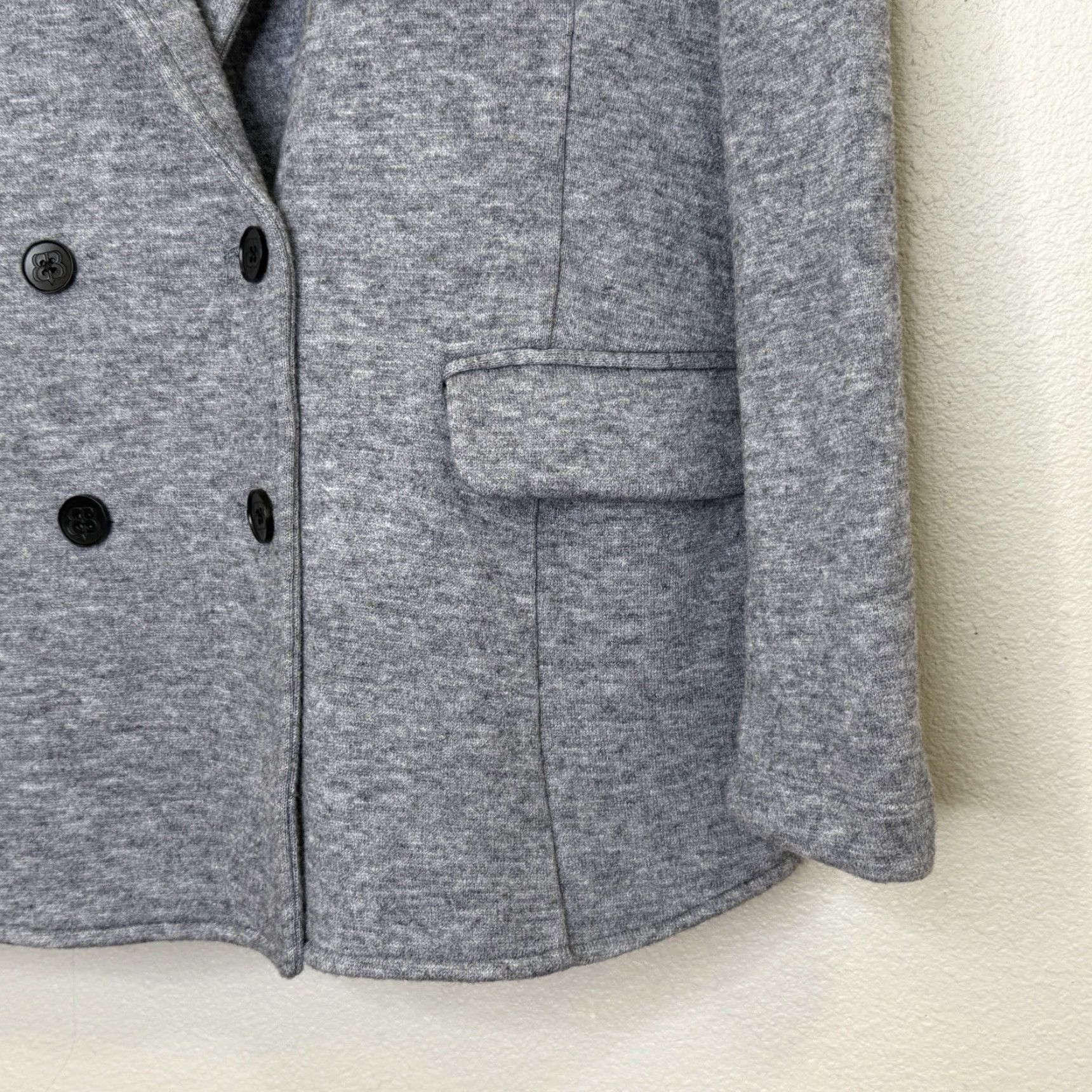 Doublet Betabrand LuxeMelange Blazer Jacket Womens XS Gray Double Breasted Stretch Blazer Jacket Knit Viscose Blend Pockets Size XS / US 0-2 / IT 36-38 - 4 Thumbnail