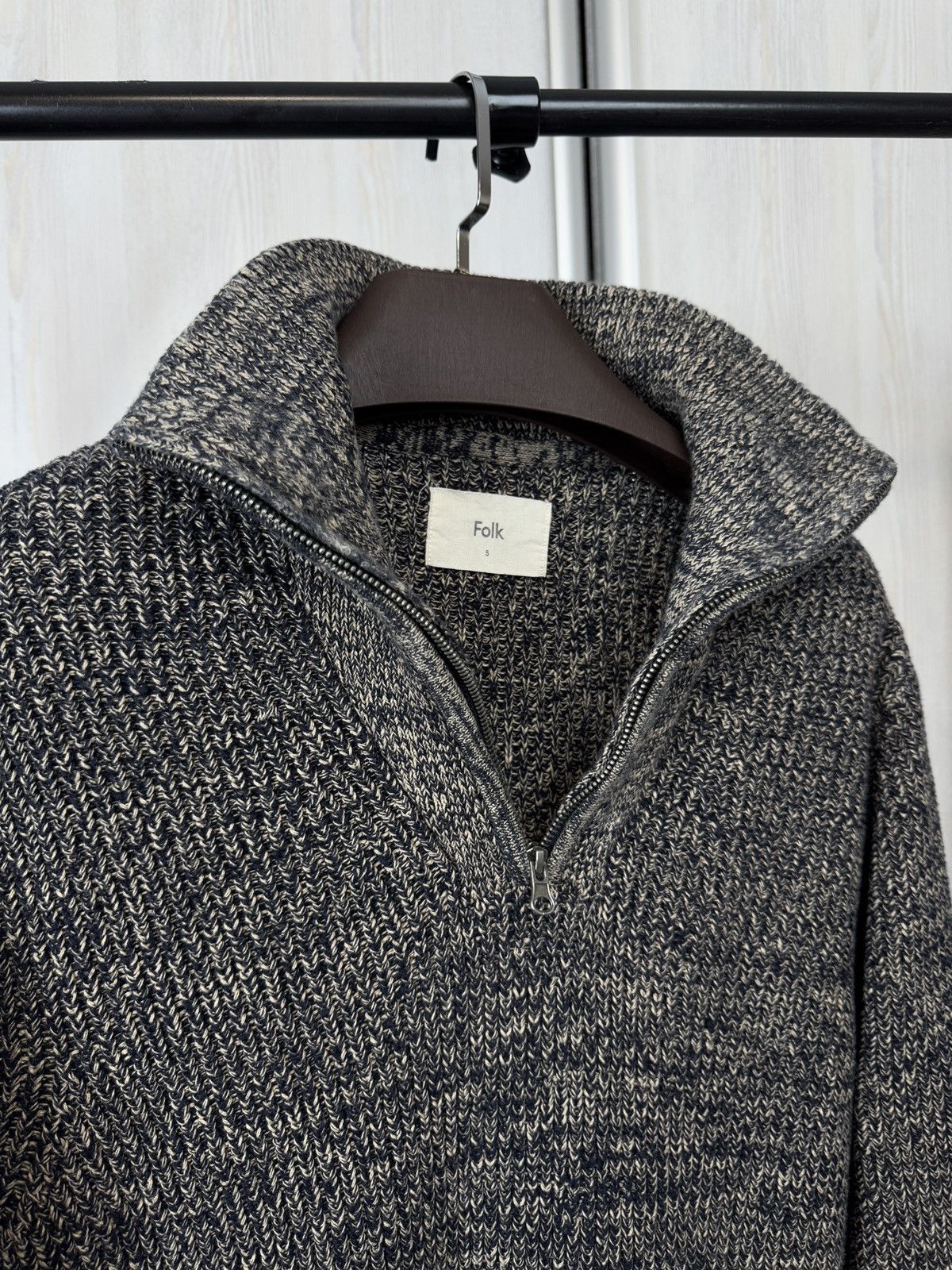 Folk Folk 1/4 zip cotton stretchy knitted pullover sweater Size US L / EU 52-54 / 3 - 3 Thumbnail