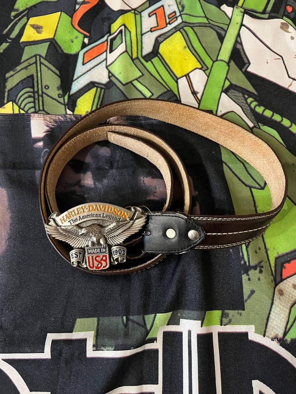 Harley Davidson × Vintage Harley Davidson 1991 Vintage metal buckle belt with eagle Size ONE SIZE - 1 Thumbnail