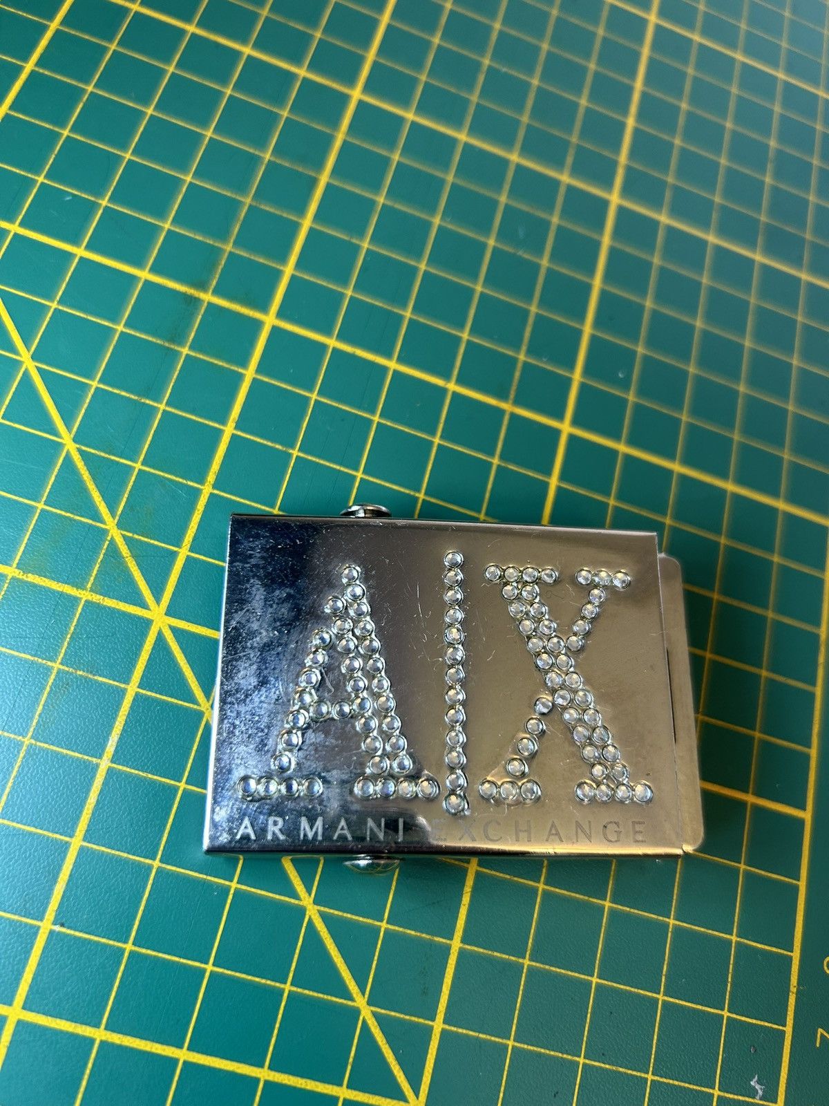 Armani Exchange Pair of 2 Vintage Armani Exchange rhinestone logo beltbuckle Size ONE SIZE - 3 Thumbnail