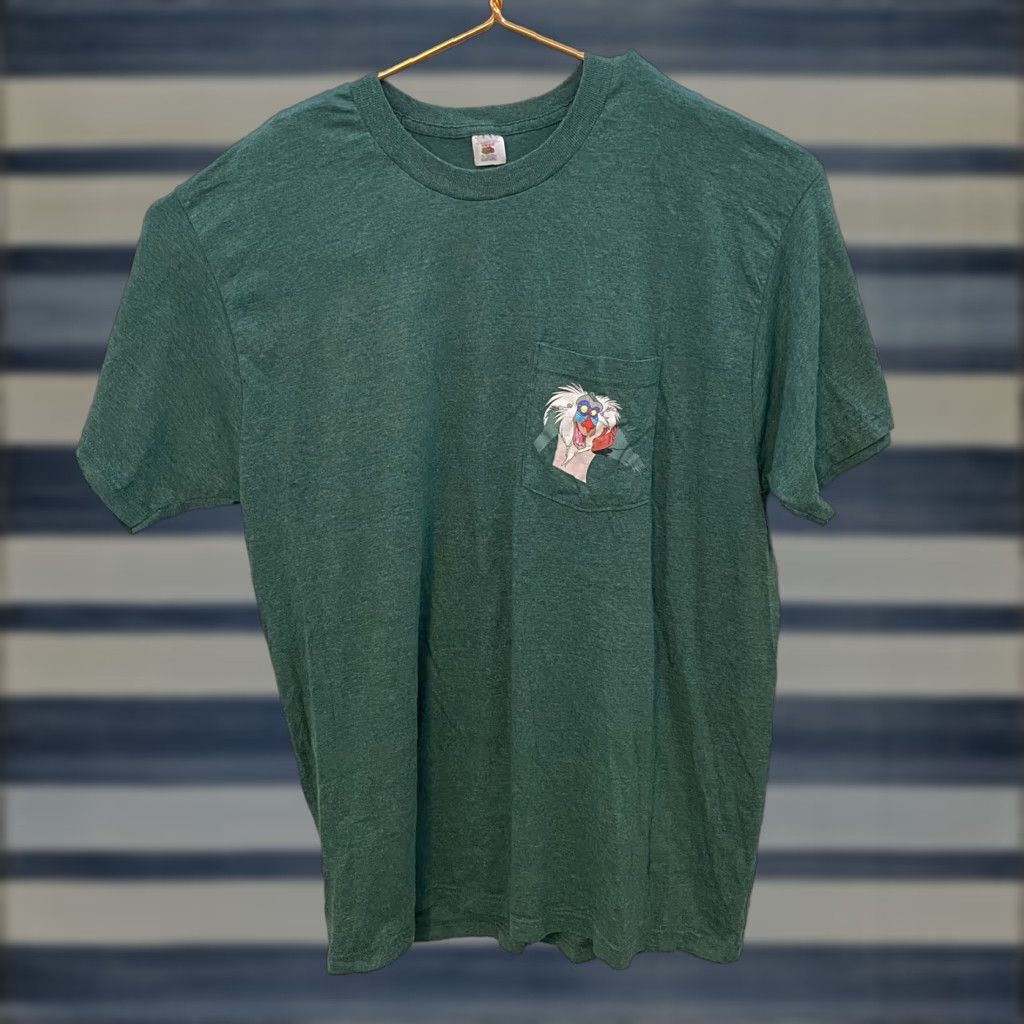 VINTAGE Lion King Simba Front Pocket T-Shirt Rafiki XL Mens Green