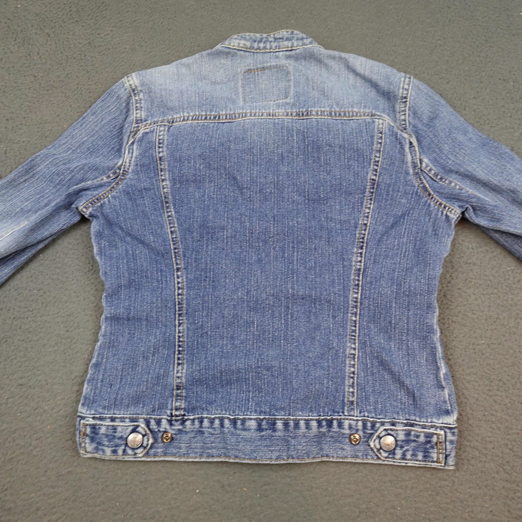 Levi's VINTAGE Levis Denim Jacket Womens Small Blue Fitted Trucker Button Front Mandarin Size S / US 4 / IT 40 - 7 Thumbnail