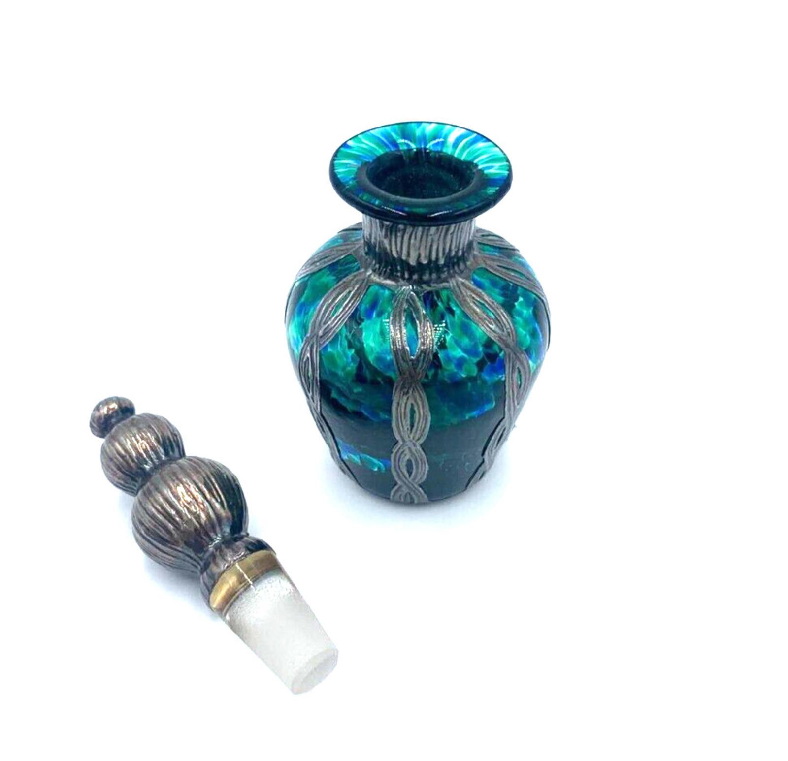 Other Sileda Wales Silver Overlaid Art Glass Green Perfume Bottle Size ONE SIZE - 2 Thumbnail