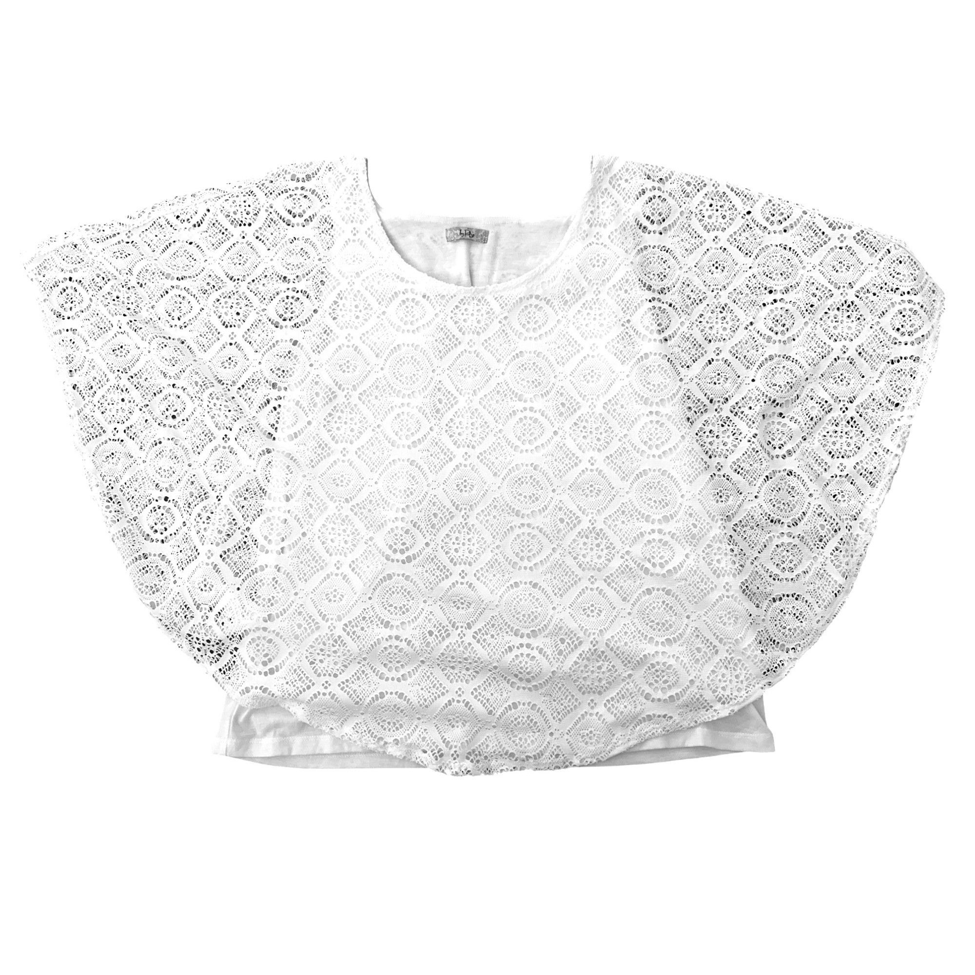 Other Ivy Ridge White Crochet Lace Blouse With Open Back Flutter S Size L / US 10 / IT 46 - 8 Thumbnail