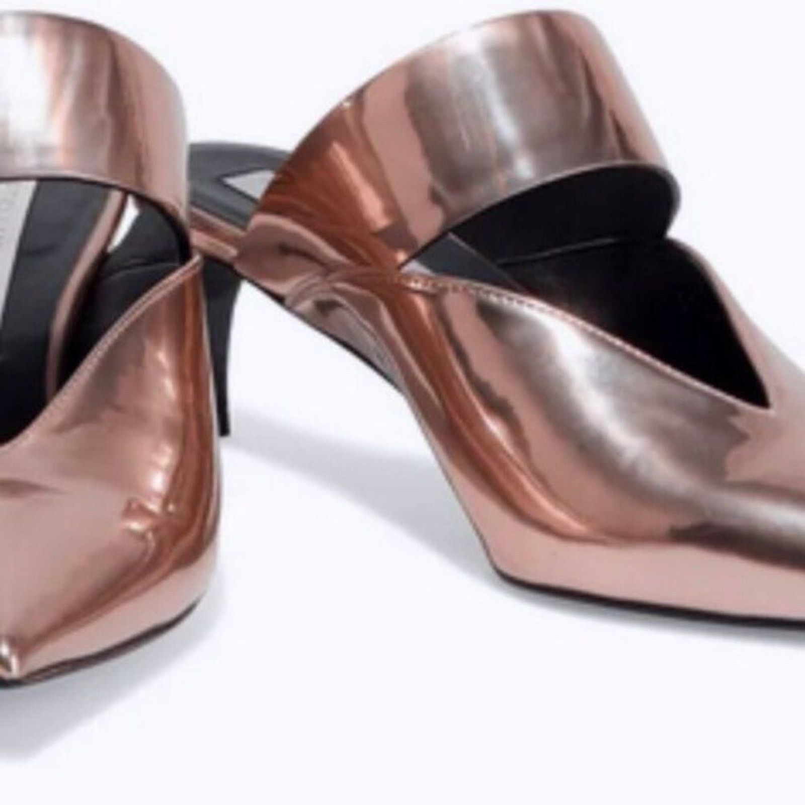Stella McCartney Stella McCartney Cutout faux mirrored mules Rose Gold Size US 5 / IT 35 - 4 Thumbnail