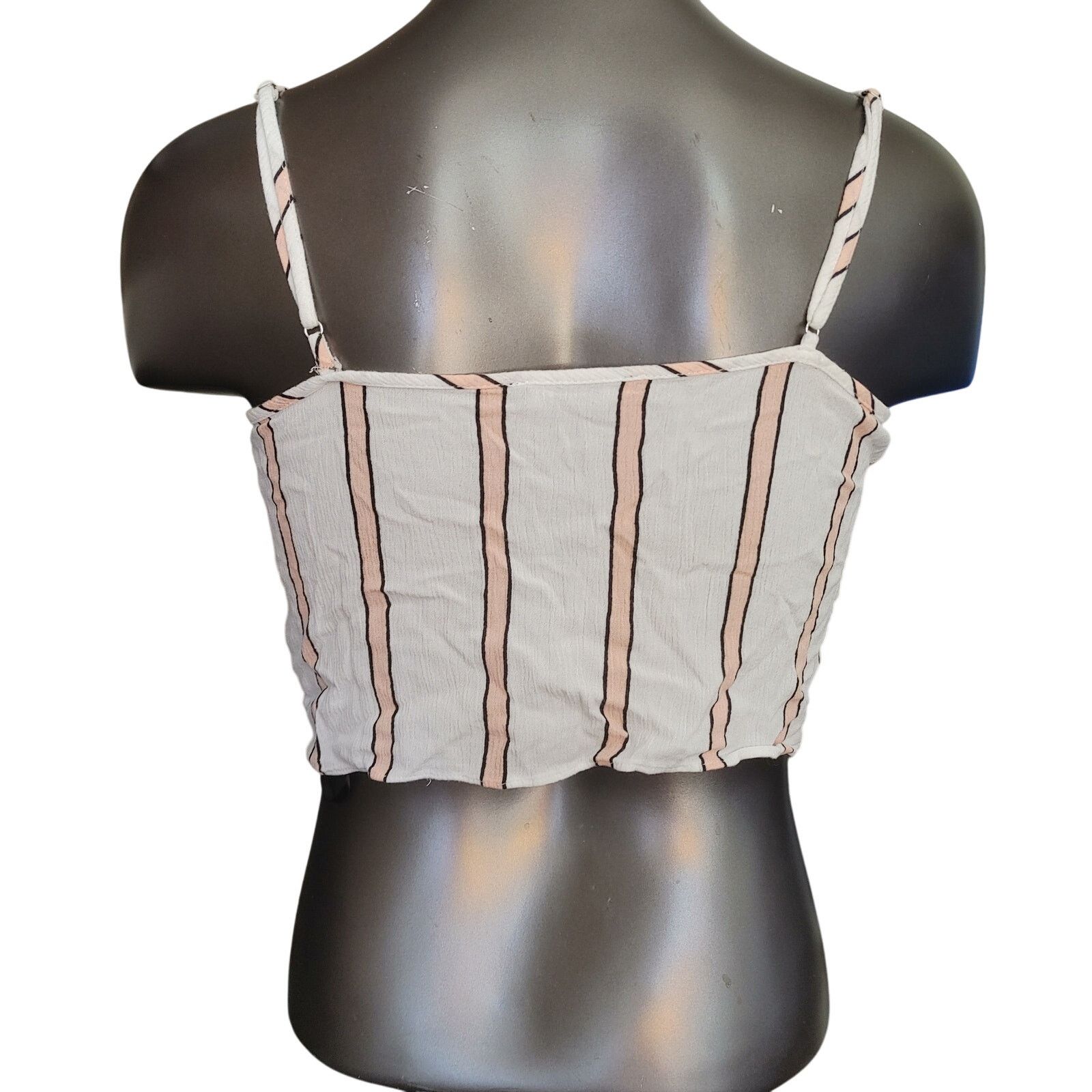 Forever 21 Forever 21 Women M White/Peach Stripe TieKnot Front Crop Top Size M / US 6-8 / IT 42-44 - 2 Thumbnail