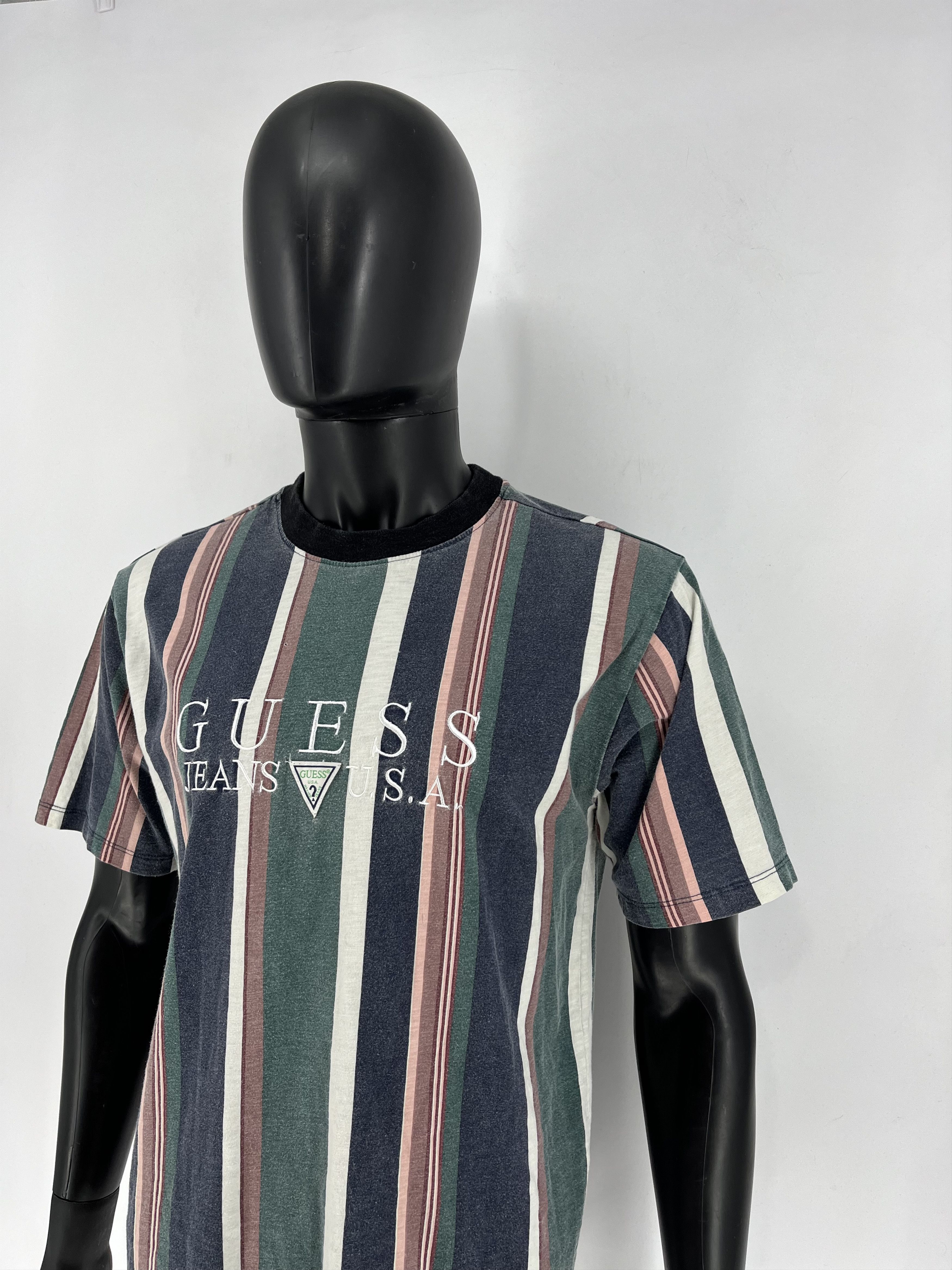 Guess × Vintage Vintage OG Guess Jeans USA Stripes Style Logo Shirt Size US S / EU 44-46 / 1 - 4 Thumbnail