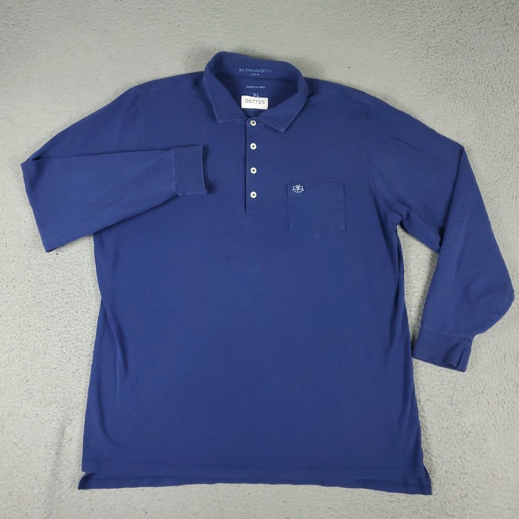 Vintage B Draddy Polo Shirt Mens XL Blue Golf Casual Long Sleeve Shirt Size US XL / EU 56 / 4 - 2 Thumbnail