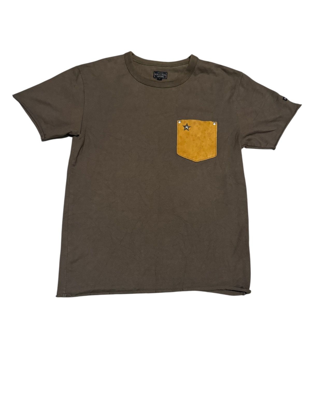 Schott × Vintage Vtg Schott Flatbiller Leather Pocket Tshirt Crewneck Size US S / EU 44-46 / 1 - 2 Thumbnail