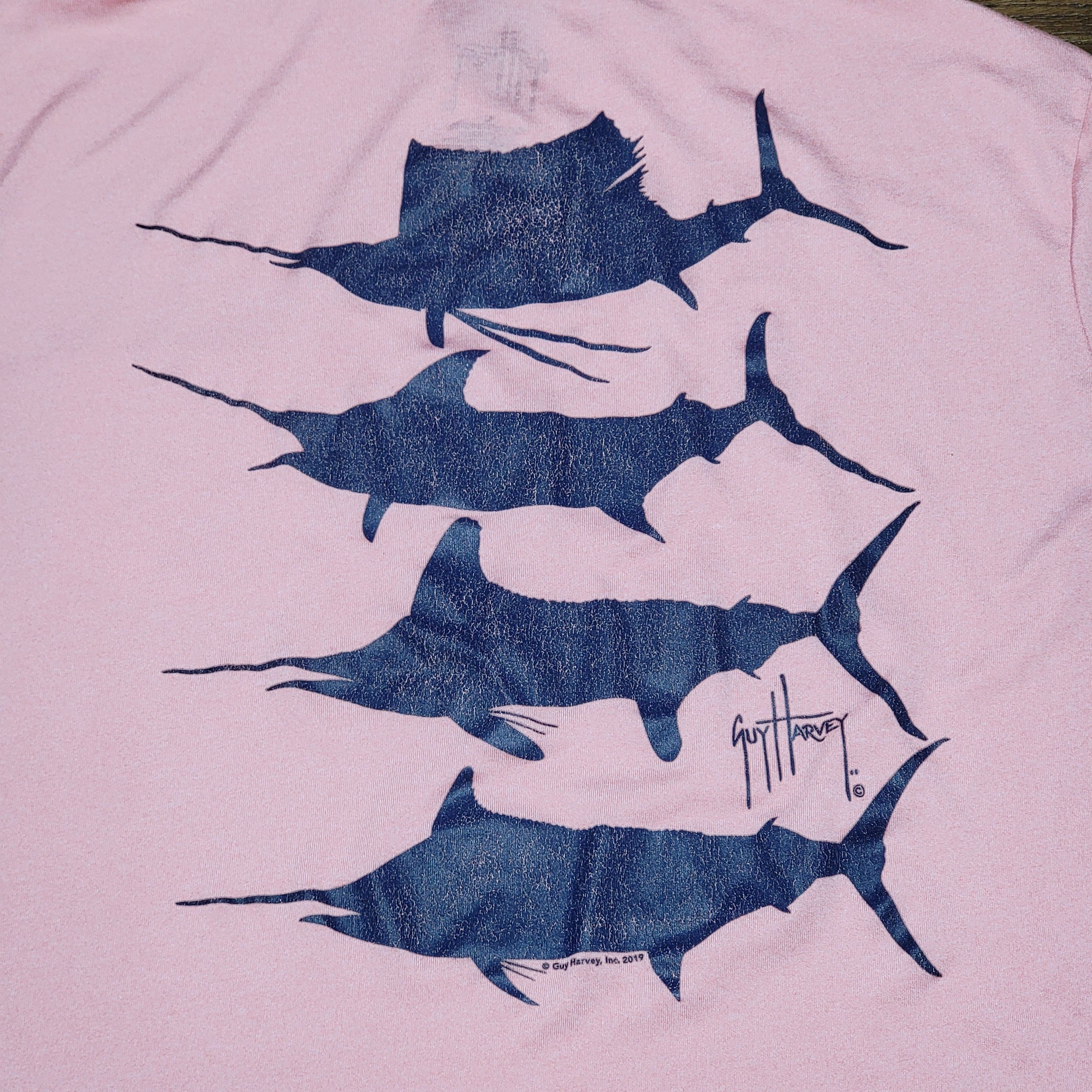 Guy Harvey Guy Harvey LS Pastel Pink Tee w/ Hood & Pocket - Size Large Size L / US 10 / IT 46 - 2 Thumbnail