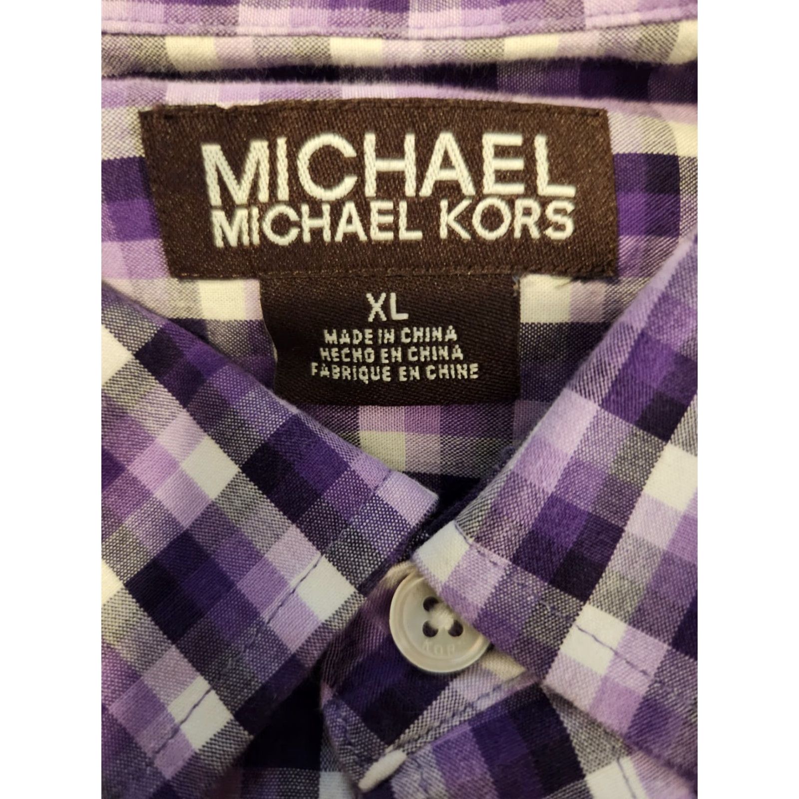 Michael Kors Michael Kors Mens Button-Up Shirt Plaid XL Purple Size XL Long Sleeve Size US XL / EU 56 / 4 - 3 Thumbnail
