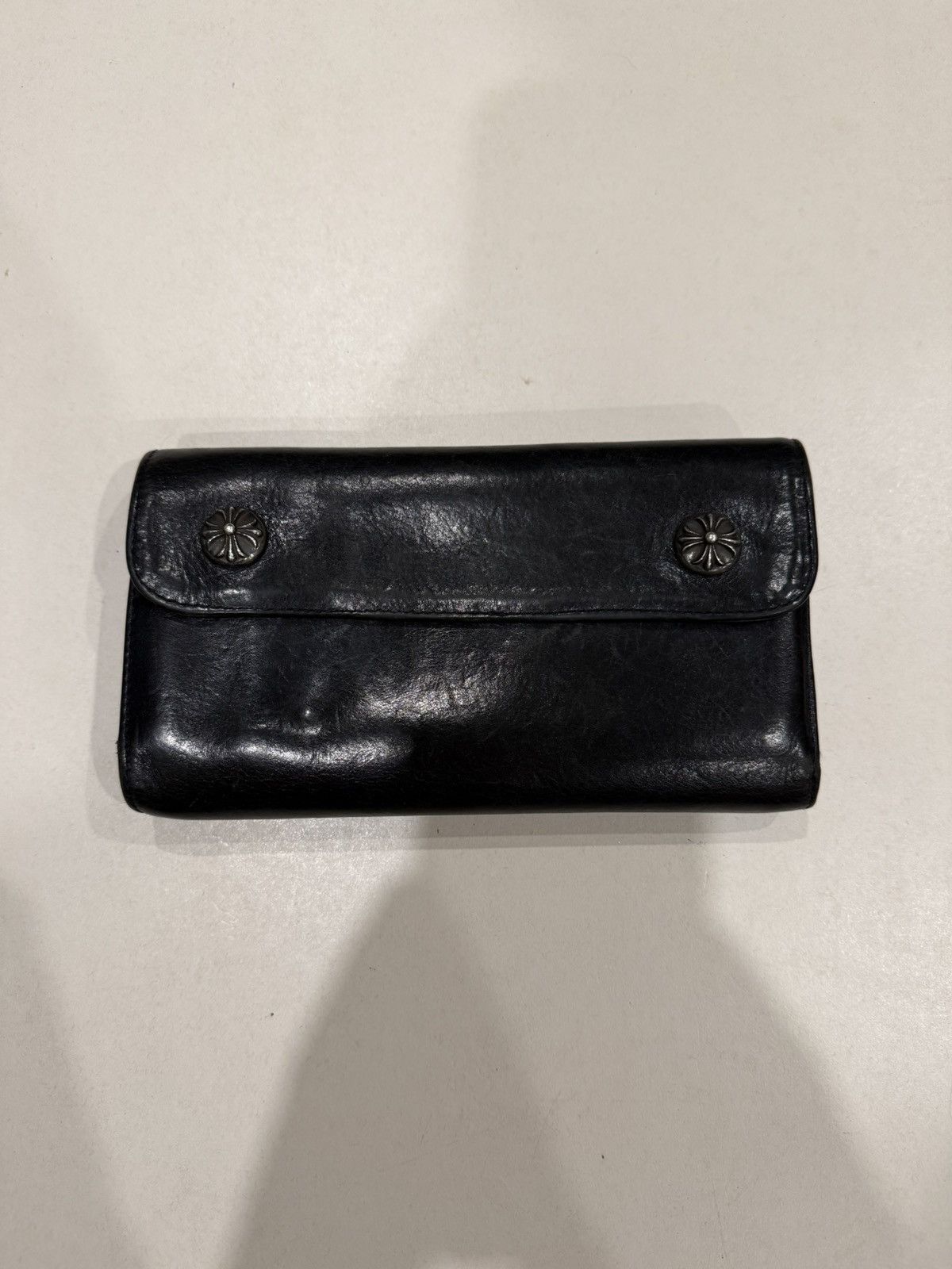 Chrome Hearts Chrome Hearts Wave Wallet Black Leather Silver Cross Balls Size ONE SIZE - 1 Thumbnail
