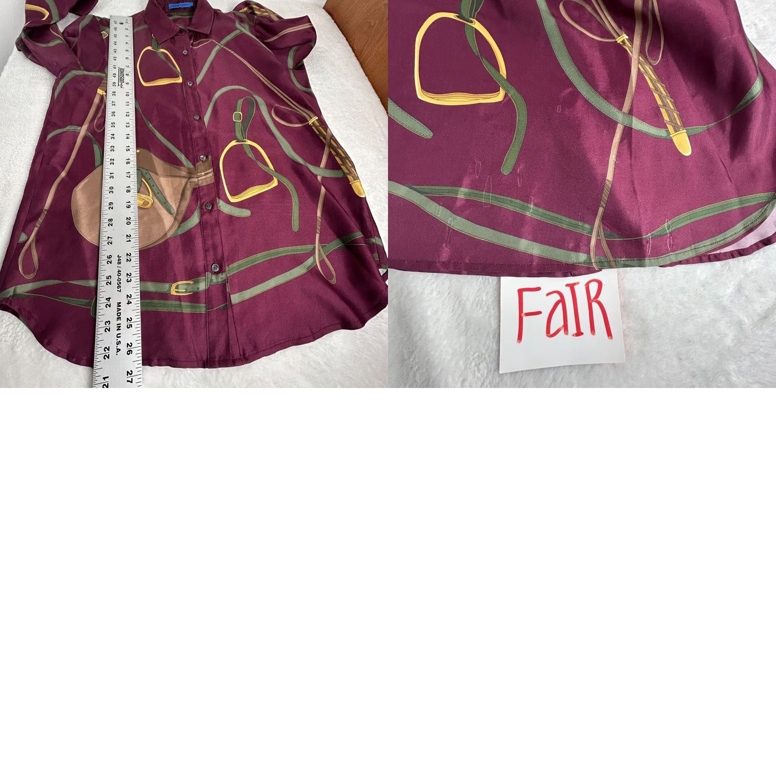 J.McLaughlin J.McLaughlin Women Button Up Long Sleeve Silk Blend Denver Blouse Small Burgundy Size S / US 4 / IT 40 - 8 Thumbnail