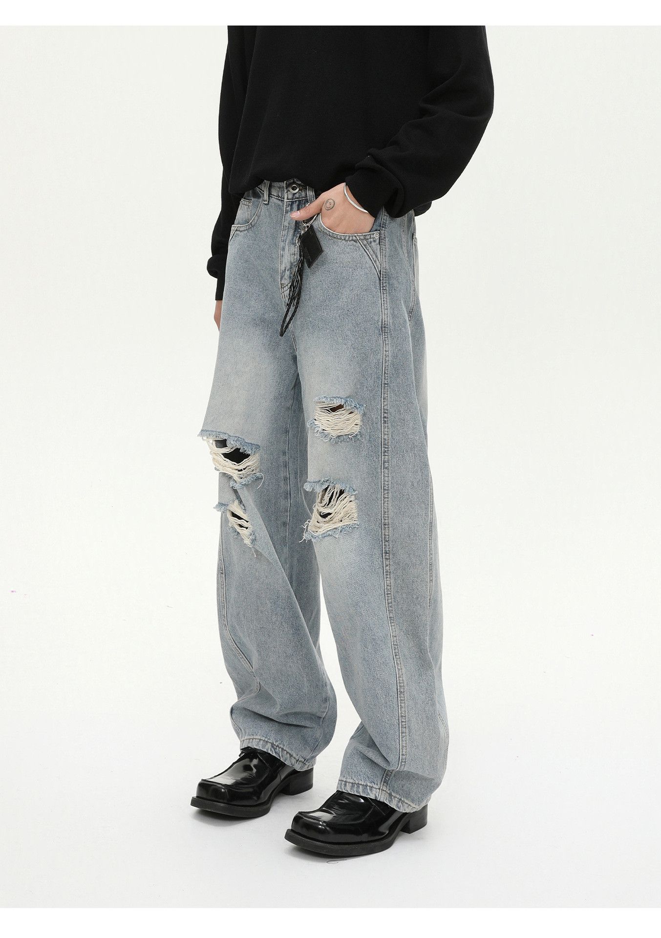 Vintage Men's American Distressed Casual Loose Ripped Scimitar Jeans Size US 32 / EU 48 - 4 Thumbnail